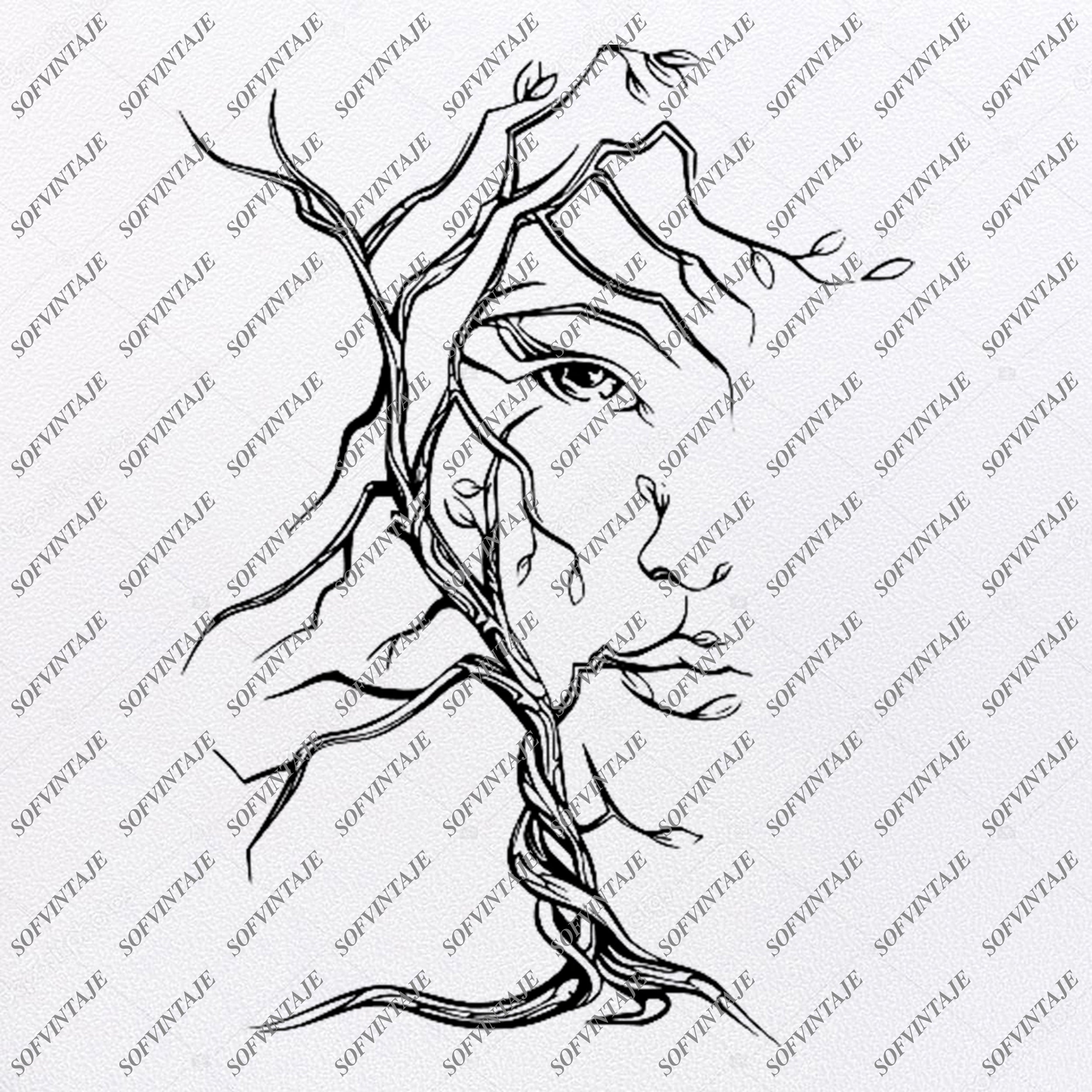 Download Girl Face Svg File Woman Original Design Wonan Clip Art Woman Svg File Sofvintaje