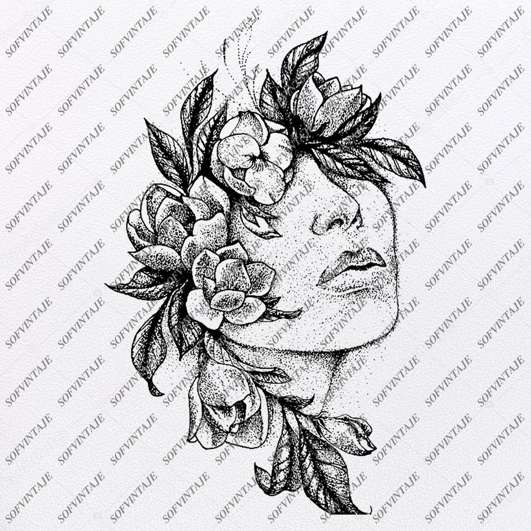 Download Girl Face Svg File Beautiful Girl Beautiful Face With Flowers Woman O Sofvintaje
