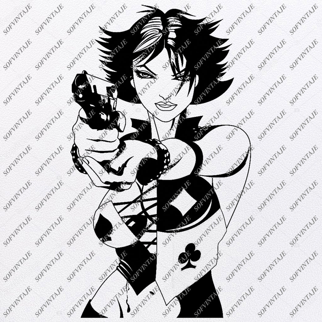 Download Girl Face Svg File Beautiful Girl Girl With Gun Woman Original Design Sofvintaje