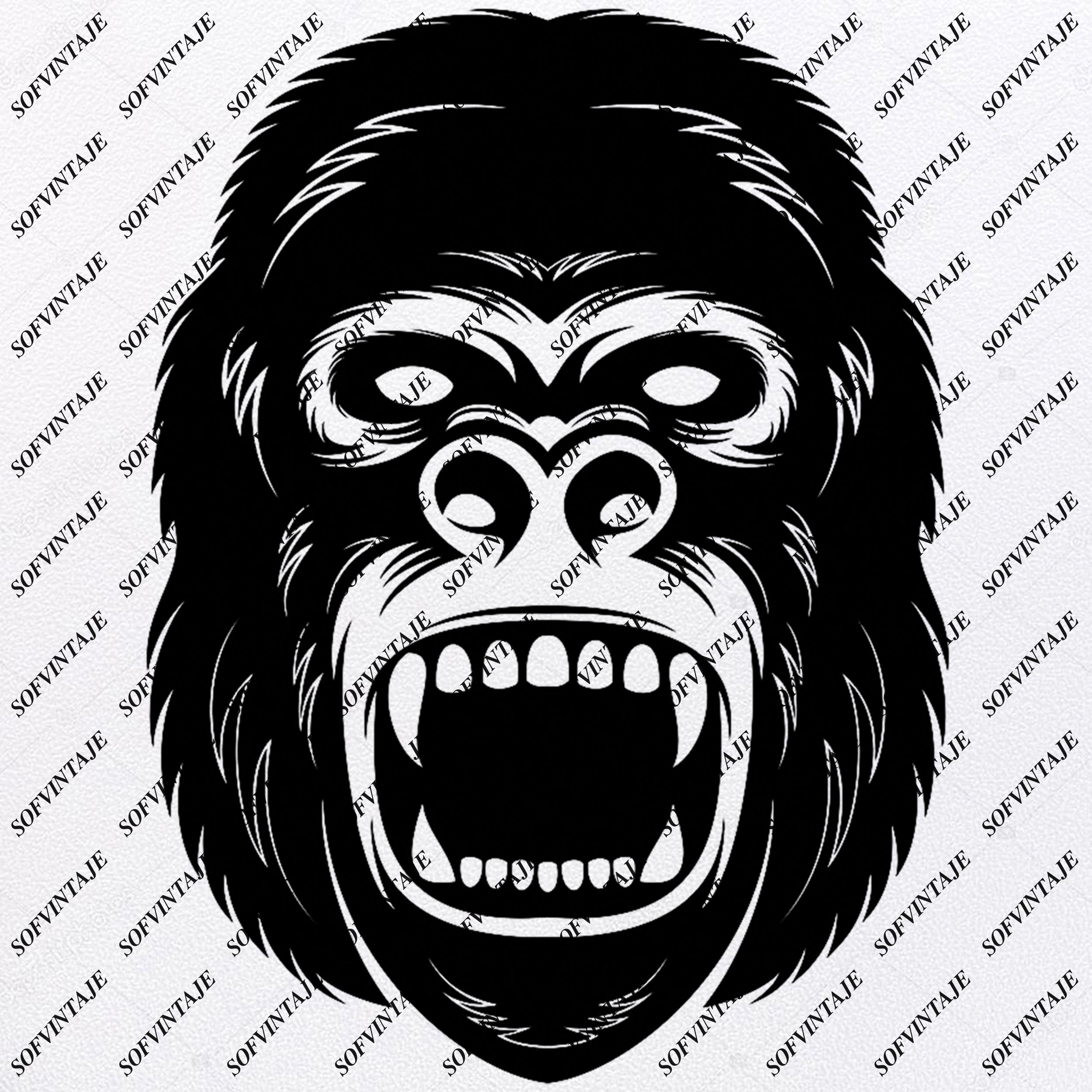 Download Clip Art Monkey Svg Gorilla Svg Clipart Cricut Cut Files Silhouette Vector Dxf Art Collectibles