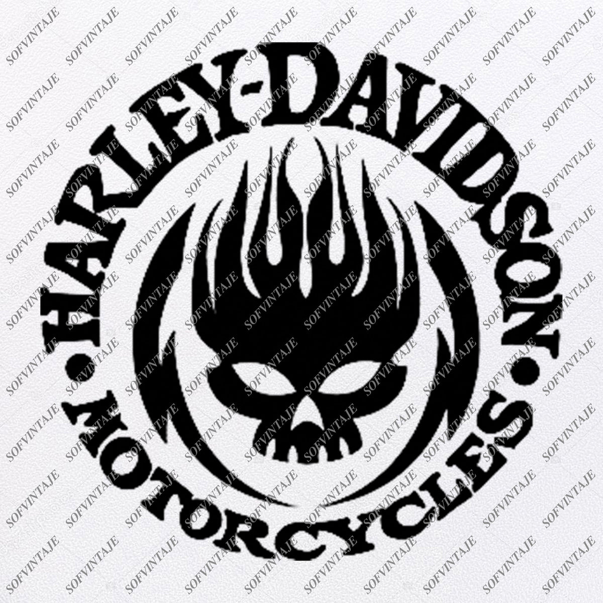 Harley Davidson Svg File- Skull Harley Davidson Svg Design-Clipart-Tat - SOFVINTAJE