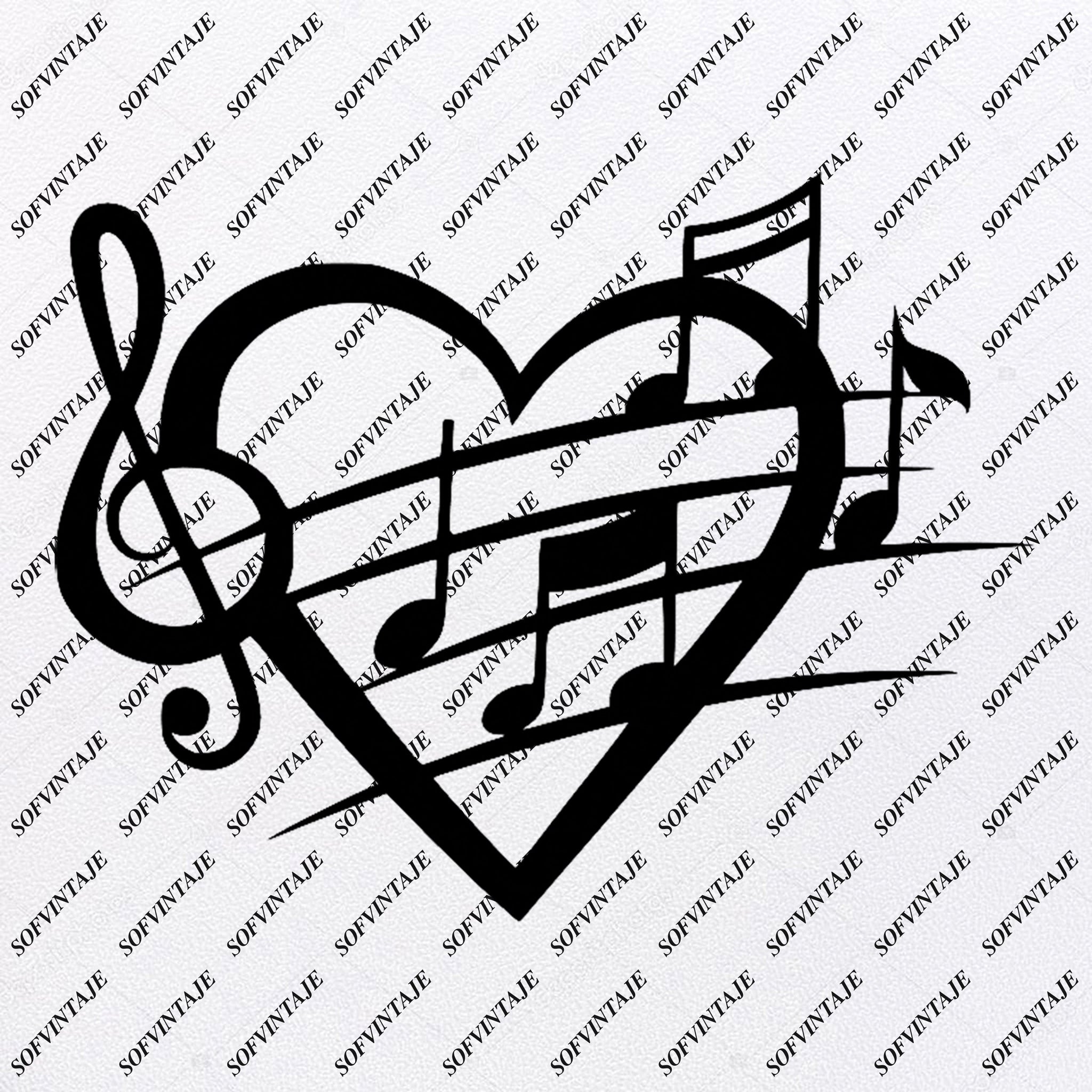 Music Note Svg File Music Note Heart Svg File Music Svg Design Clipar Sofvintaje