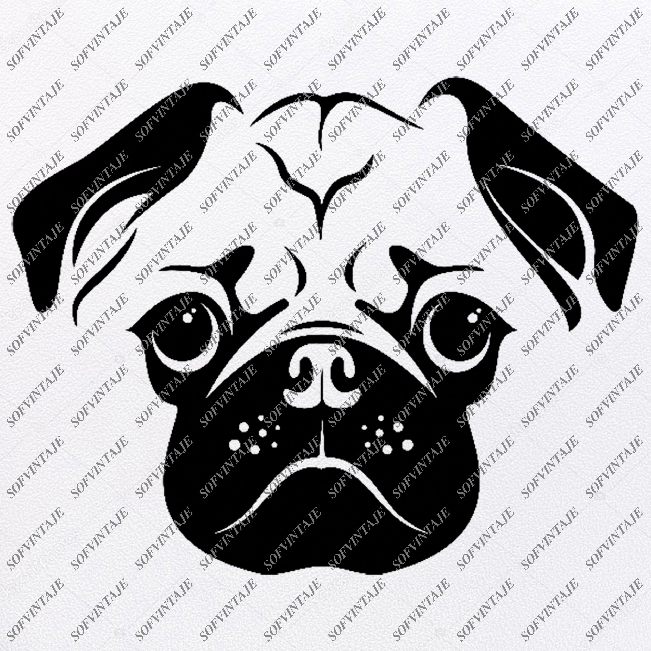 Download Pug Dog Svg File Pug Dog Tattoo Svg Original Design Dog Clip Art Anima Sofvintaje