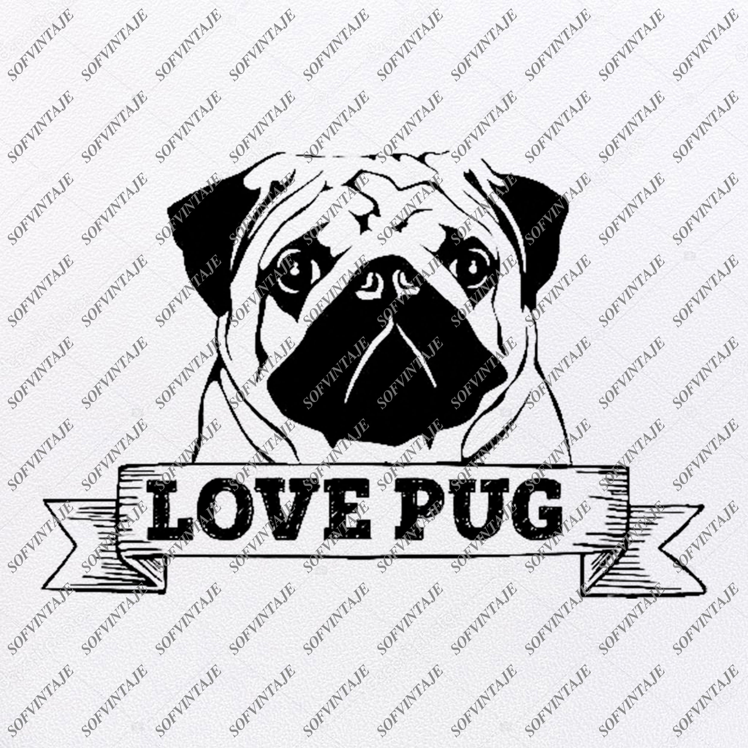 Download Pug Dog Svg File Pug Love Pug Dog Tattoo Svg Original Design Dog Clip Sofvintaje