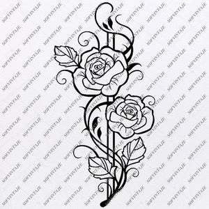 Rose Svg File Flower Of Love Original Svg Design Tattoo Svg Clip Art F Sofvintaje