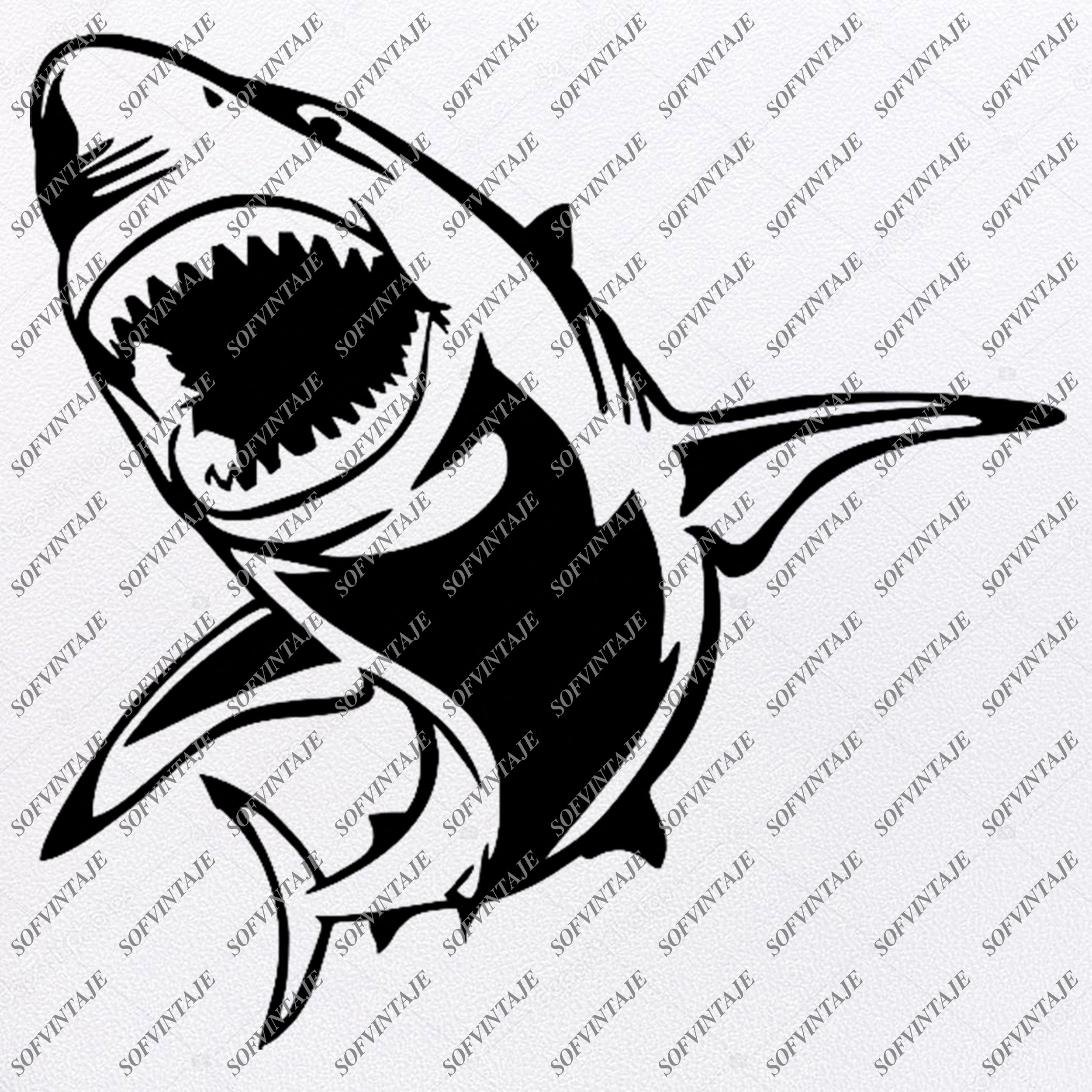 Shark Svg File Shark Tattoo Svg Design Clipart Animals Svg File Animal Sofvintaje