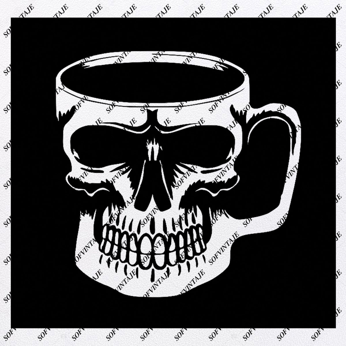 Download Skull - Cup Of Coffee Svg File - Skull Svg Design - Cup Of Coffee Clip - SOFVINTAJE