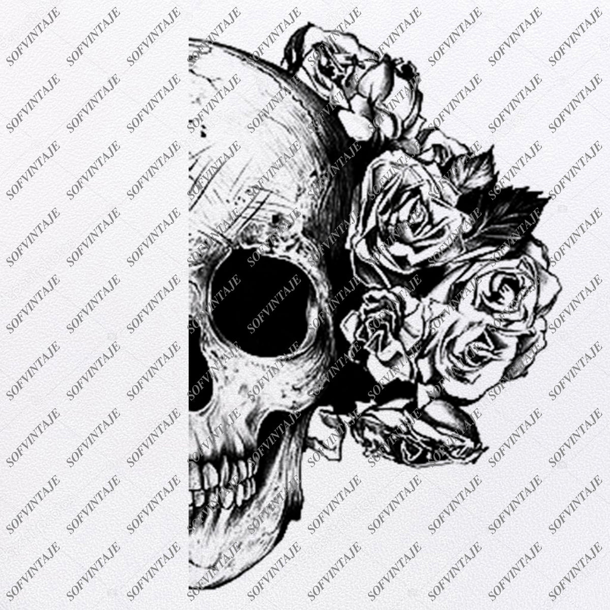 Download Skull Svg File-skull with roses Svg Design - Clipart-rose ...