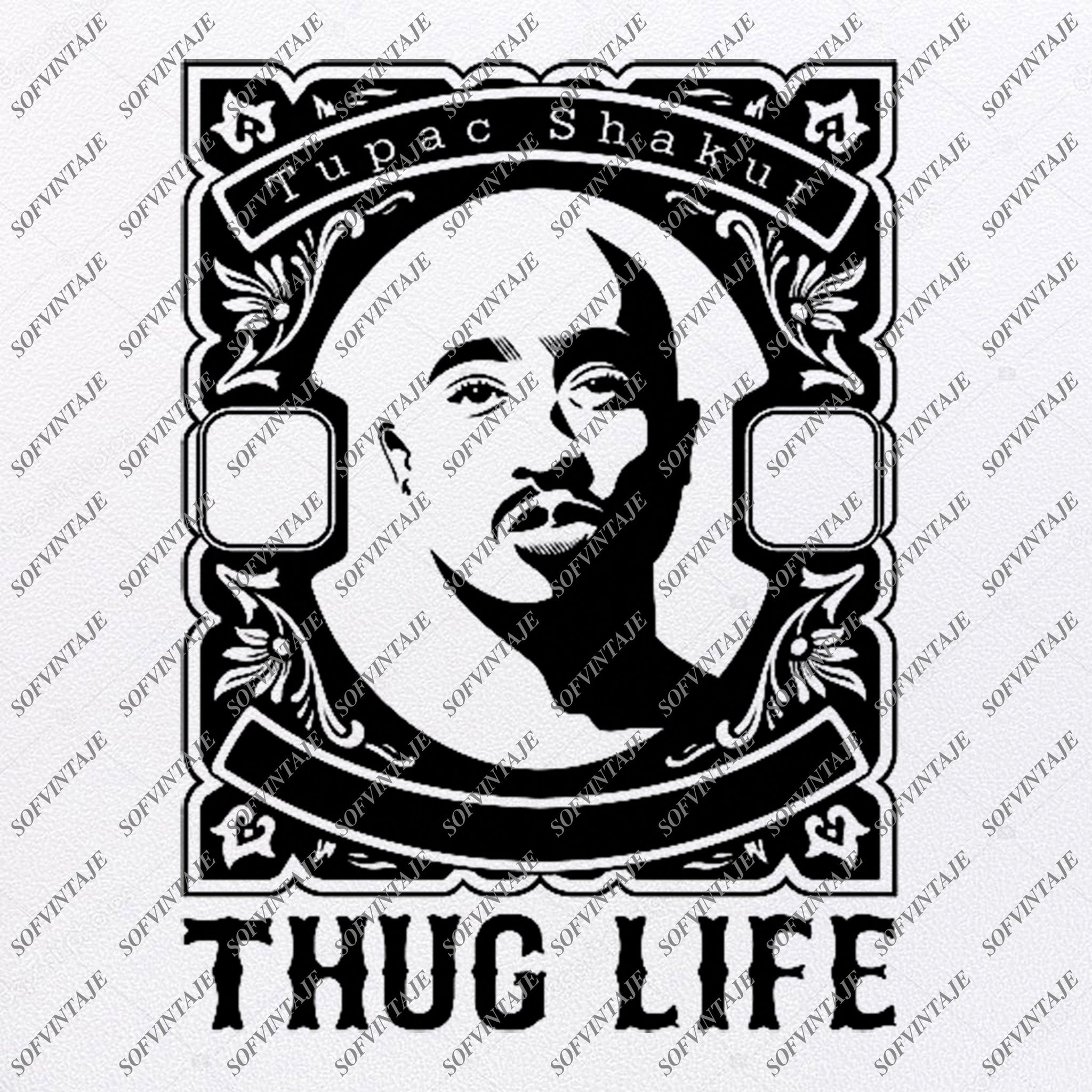 Thug Life Svg File Tupac Shakur Svg Design Clipart Singer Hip Hop Svg Sofvintaje