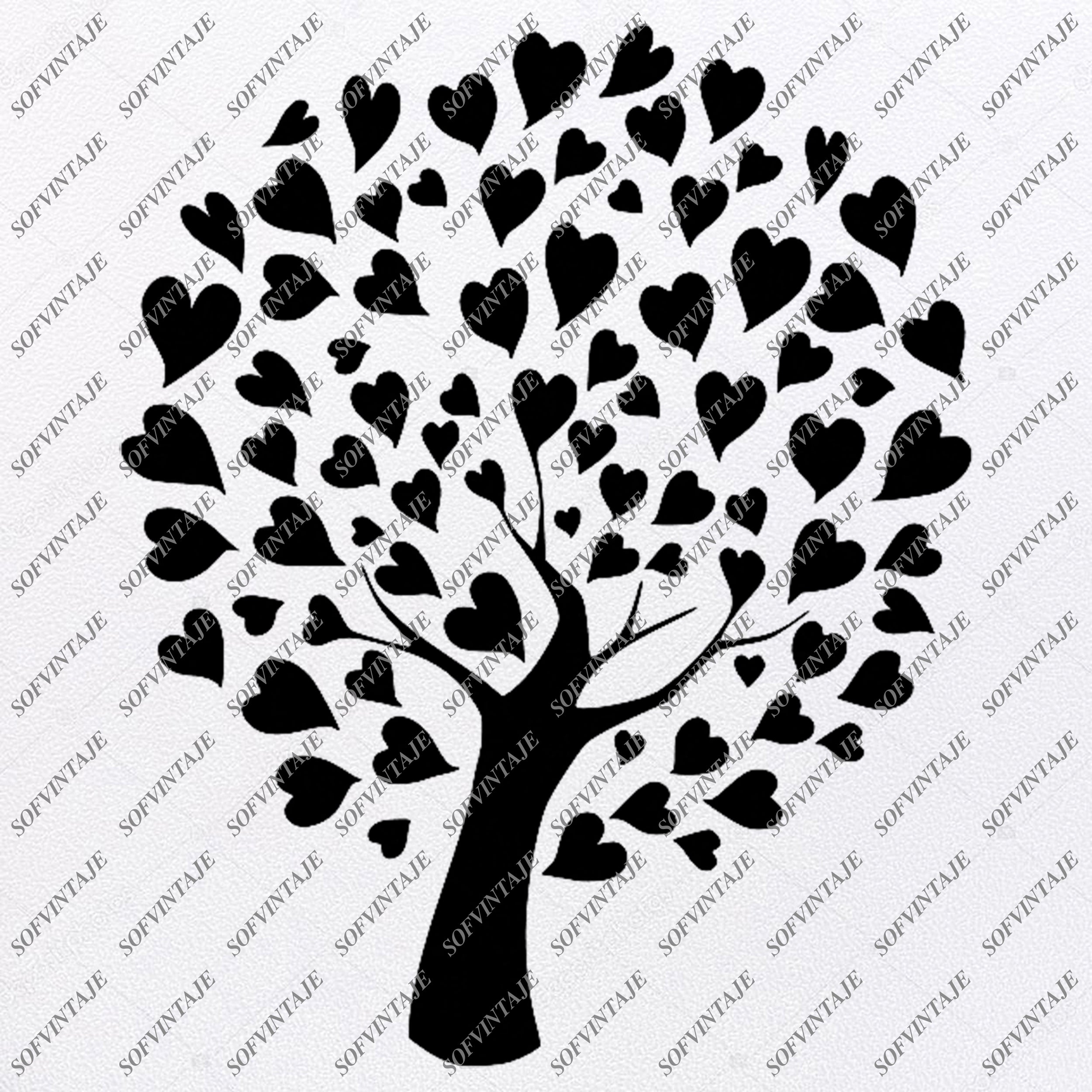 Tree Svg File Love Tree Svg File Heart Original Svg Design Tattoo Svg Sofvintaje