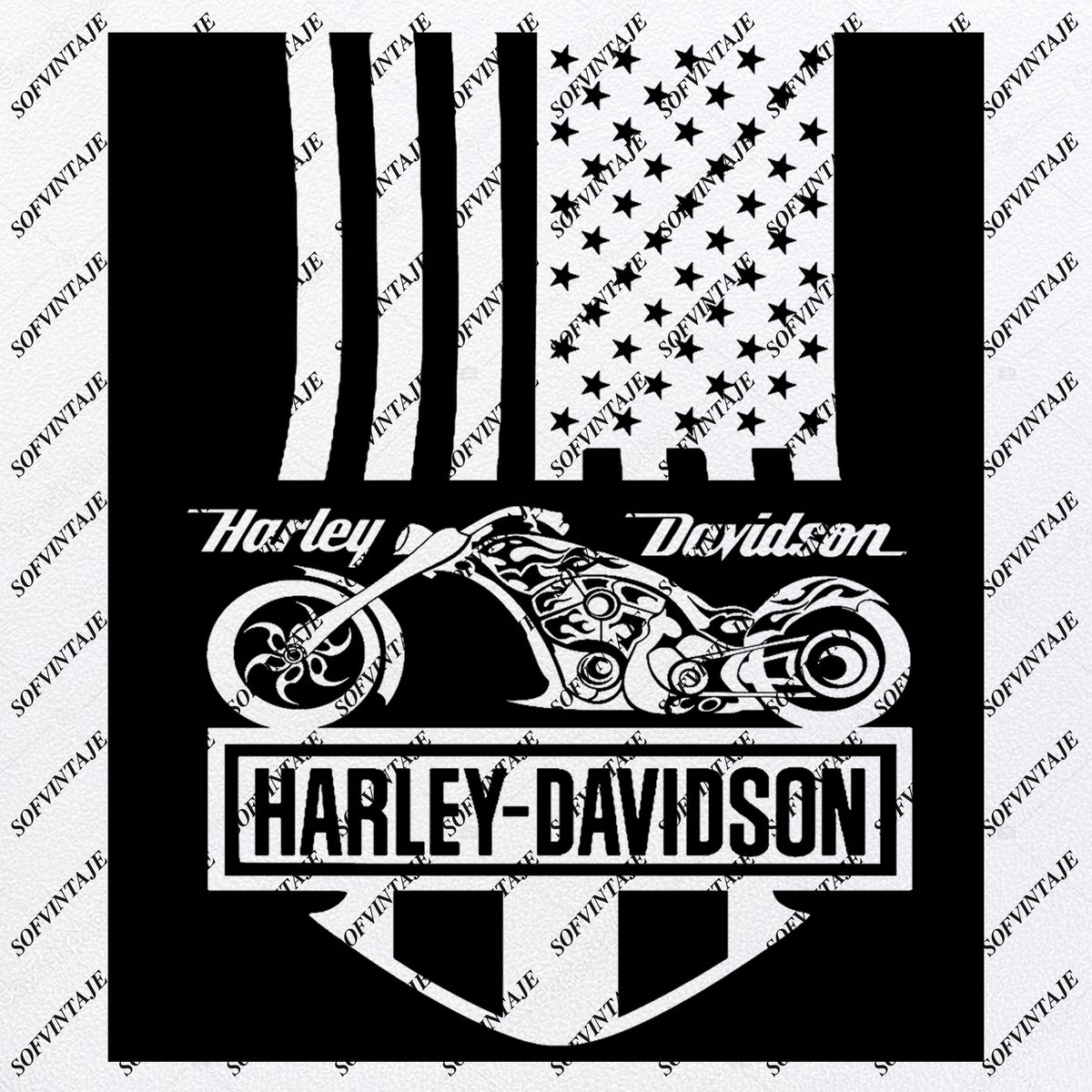 Usa Flag Harley Davidson Svg File Motorcycle Harley Davidson Svg D