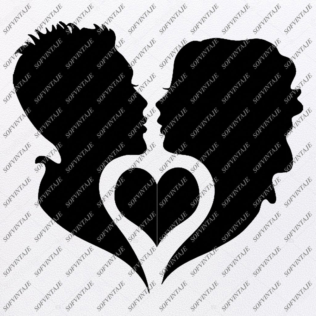 Download Love Of Two Lovers Svg File Girl Boy Kiss Original Design Wonan Clip A Sofvintaje