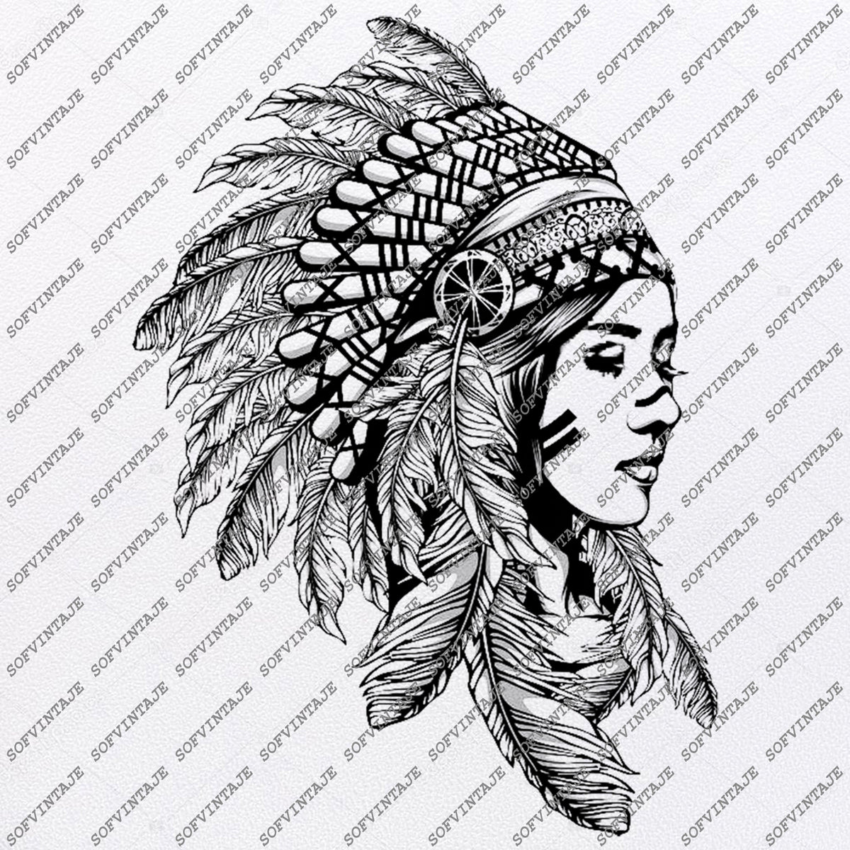 Download Native American Girl Svg File-Eagle Original Svg Design-Tattoo Svg-Cli - SOFVINTAJE