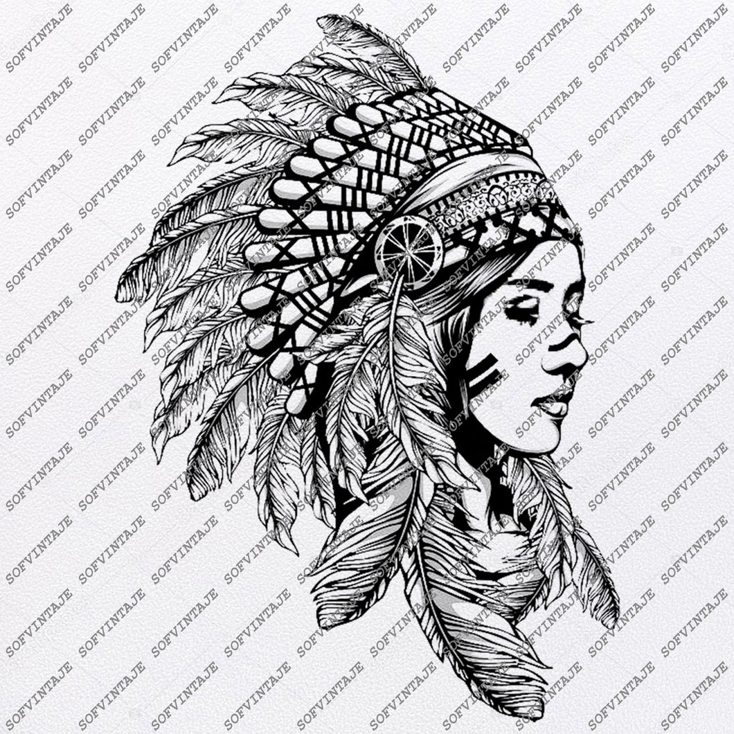 Download Native American Girl Svg File Eagle Original Svg Design Tattoo Svg Cli Sofvintaje