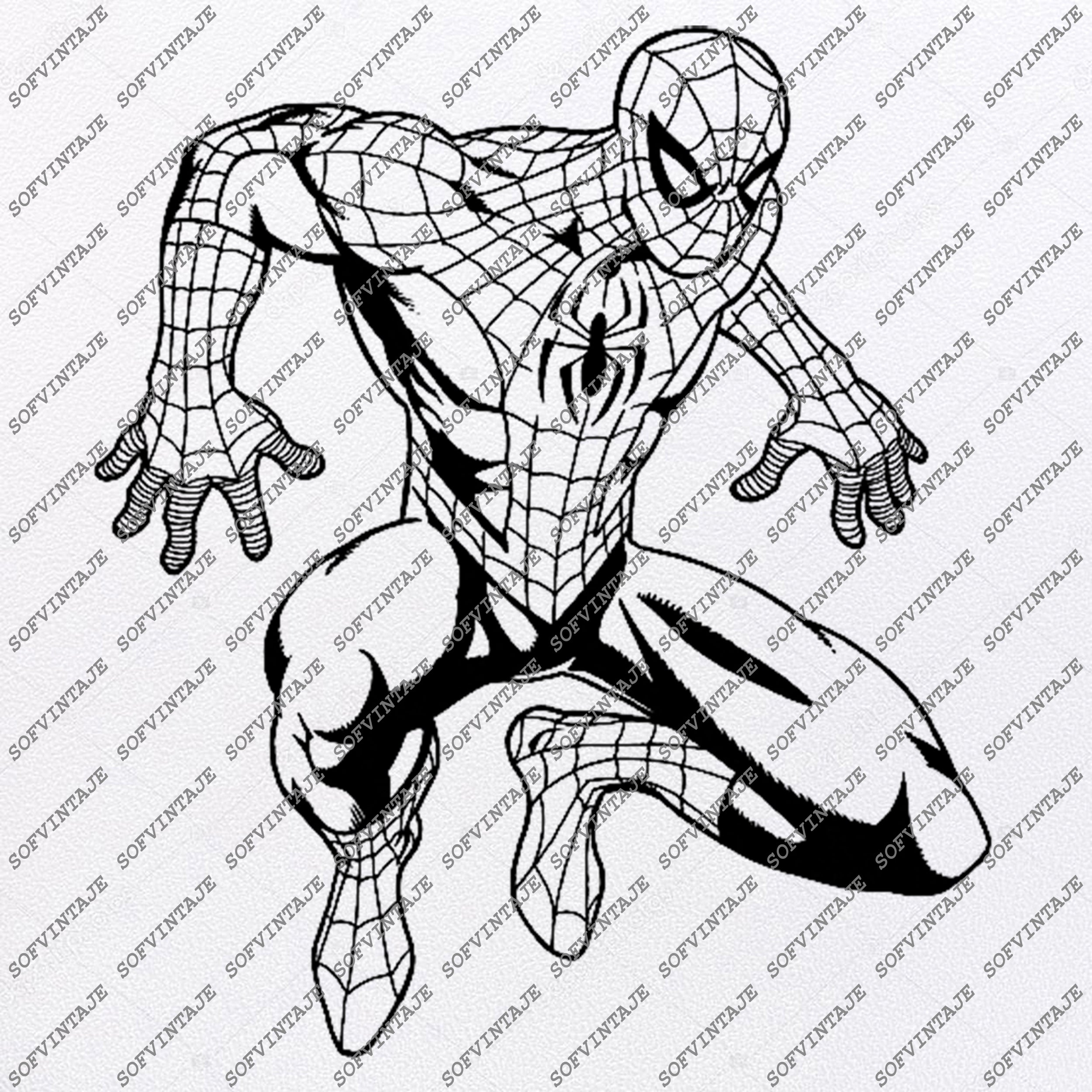 Spiderman Svg File Spiderman Original Svg Designtattoo Svg Spiderman C Sofvintaje