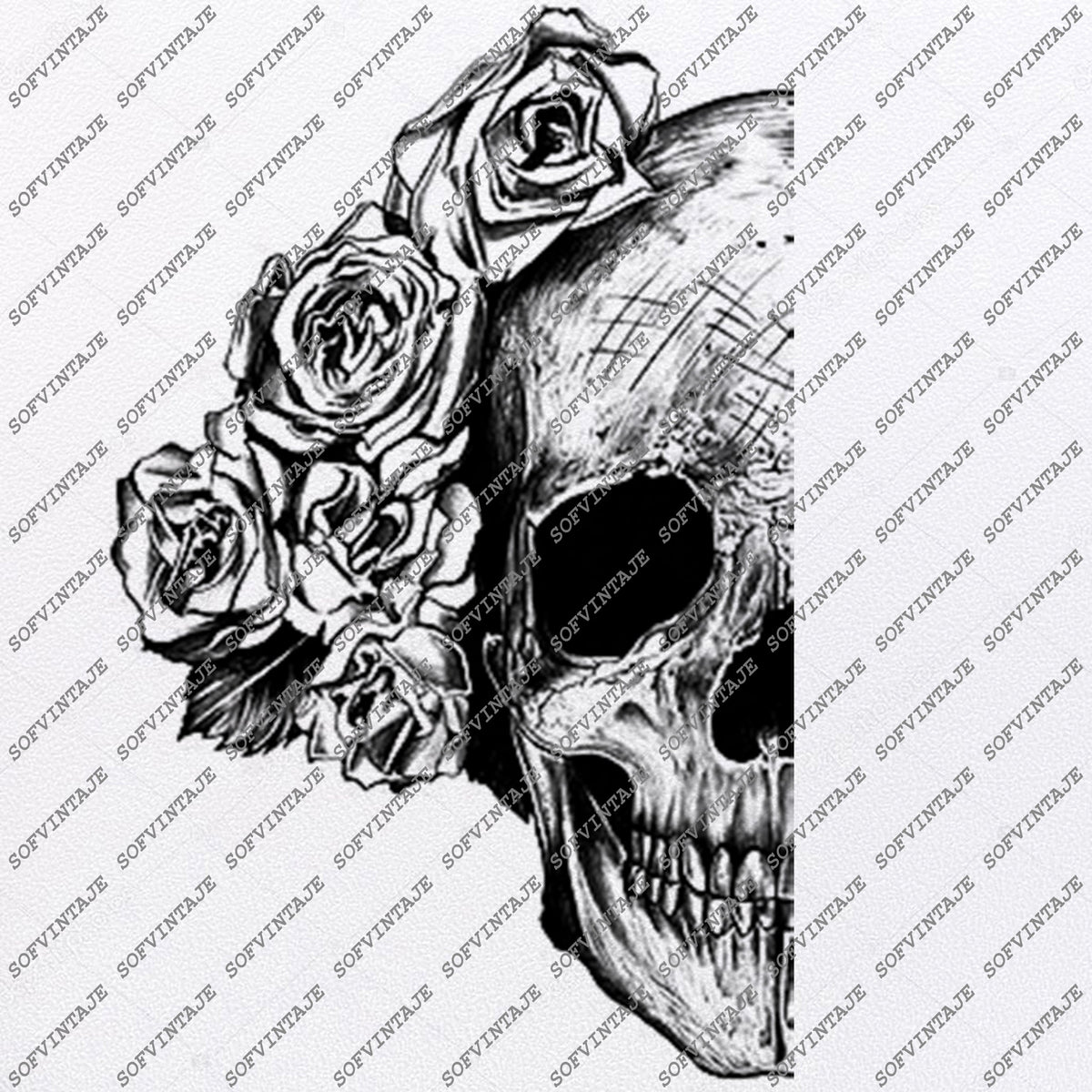 Download Skull Svg File-skull with roses Svg Design - Clipart-rose ...