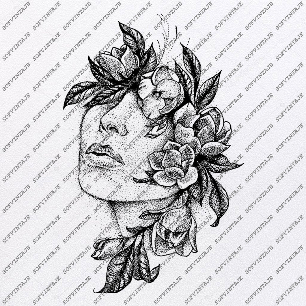 Download The Face In The Flowers Svg File Woman Original Design Wonan Clip Art Sofvintaje