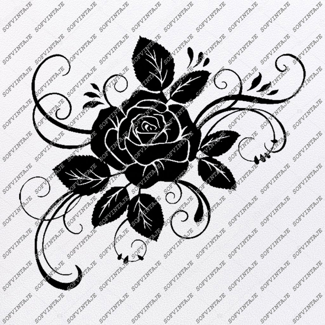 Download Rose Svg File-Flower of Love Original Svg Design-Tattoo Svg-Clip art-F - SOFVINTAJE