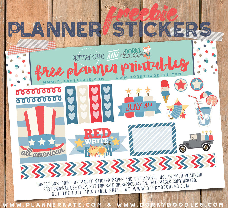4th of July planner stickers