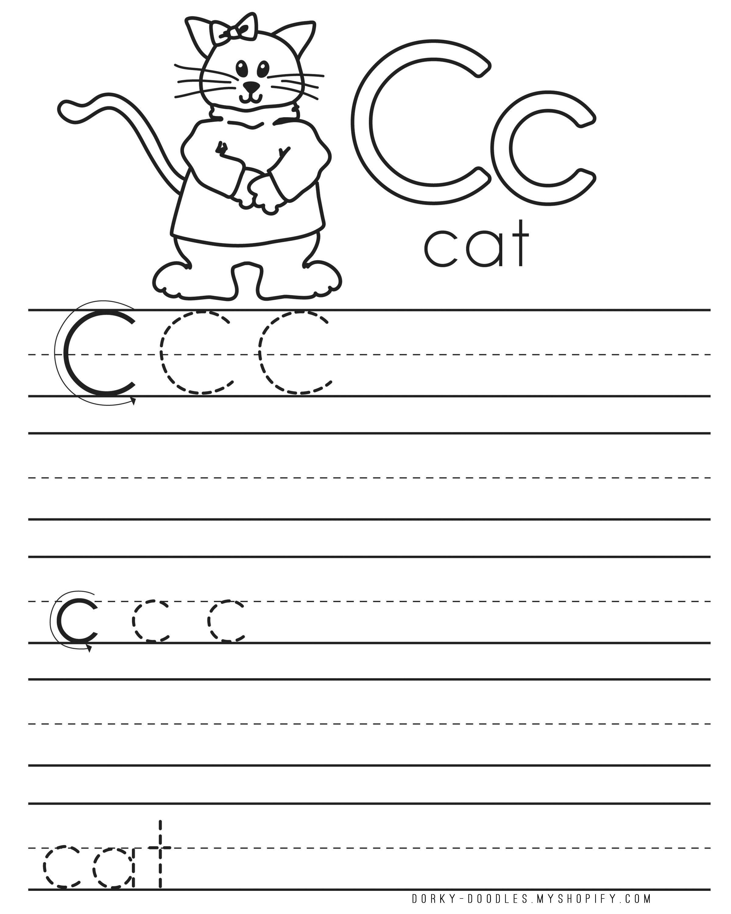 Letter Practice: C Worksheets – Dorky Doodles