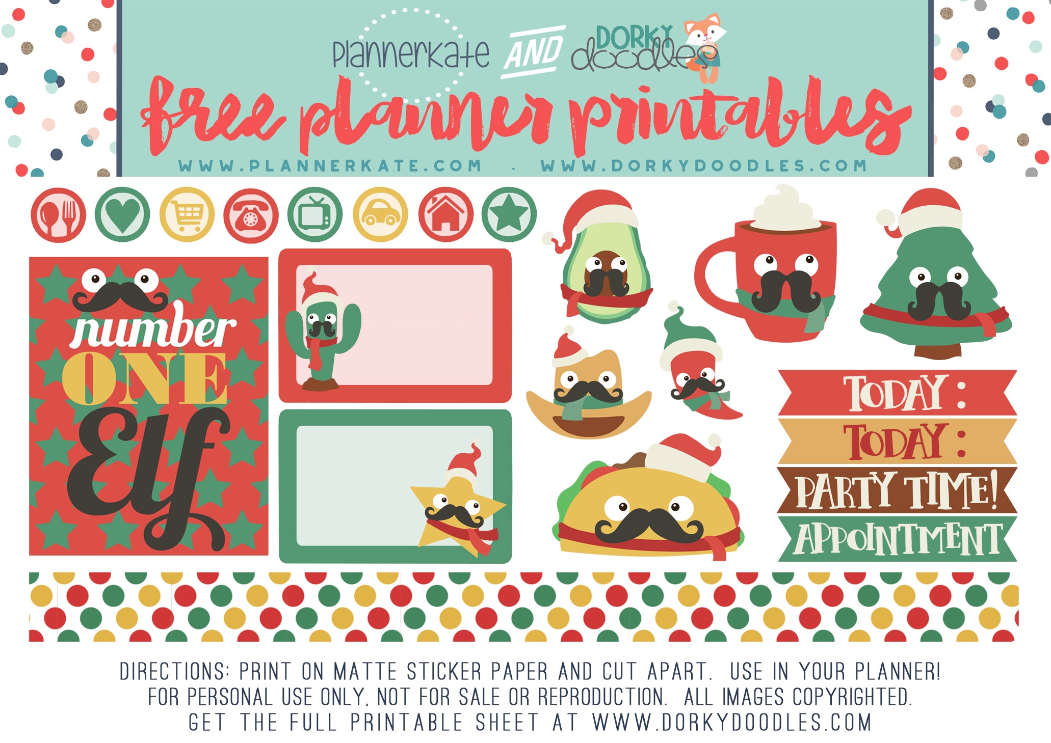 cowboy Christmas planner stickers freebie