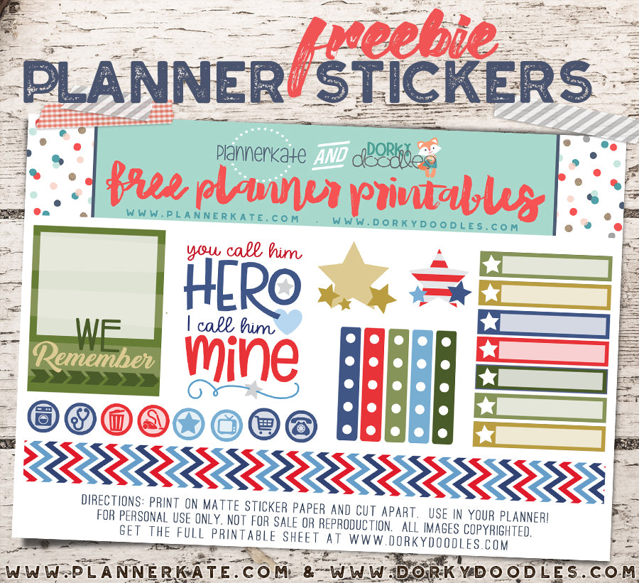 memorial day planner stickers for free