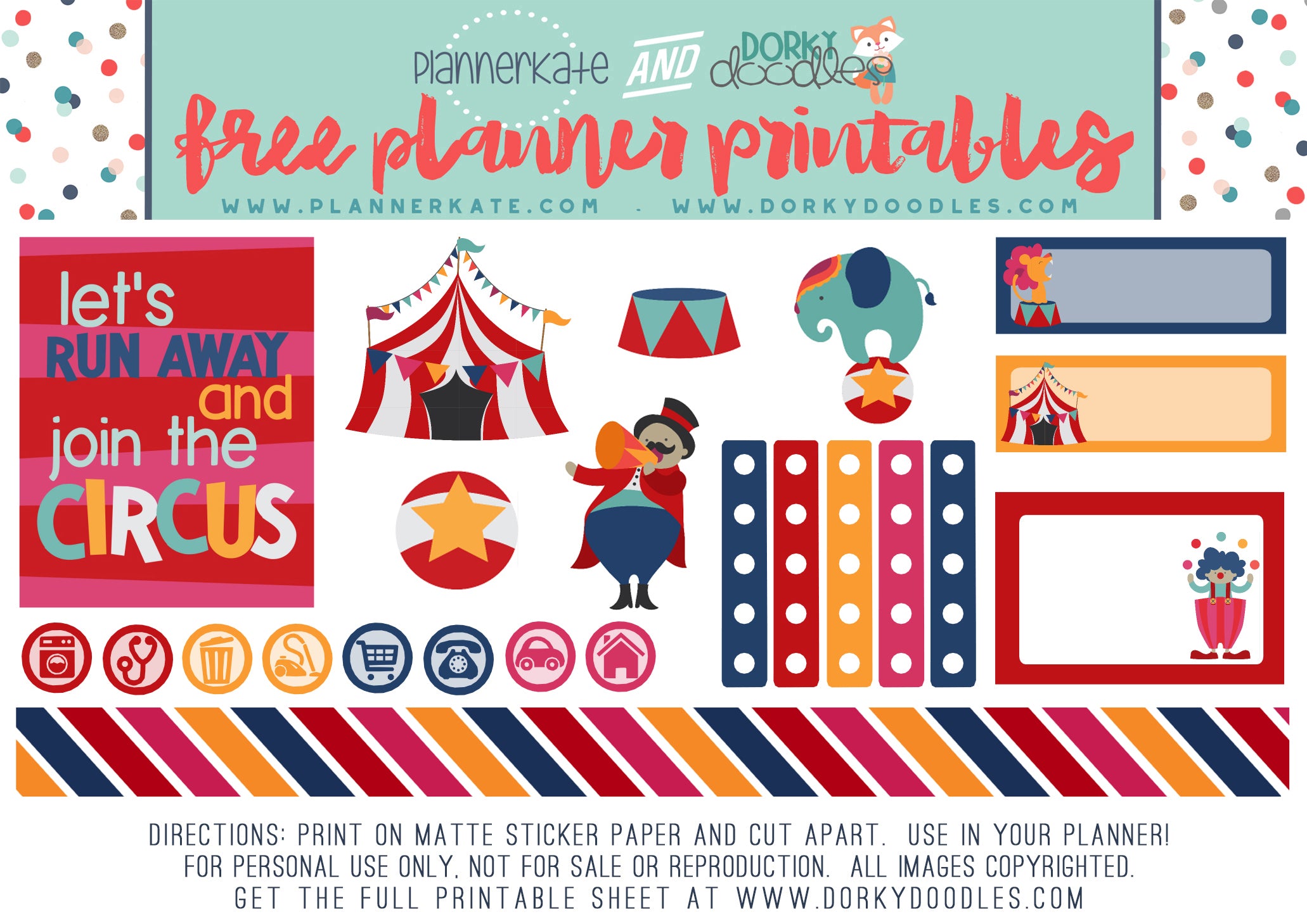 circus planner stickers for free