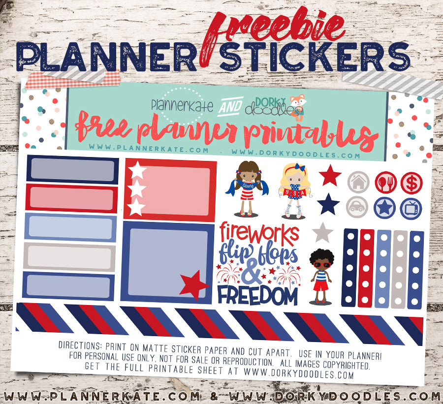 free 4th of july planner stickers