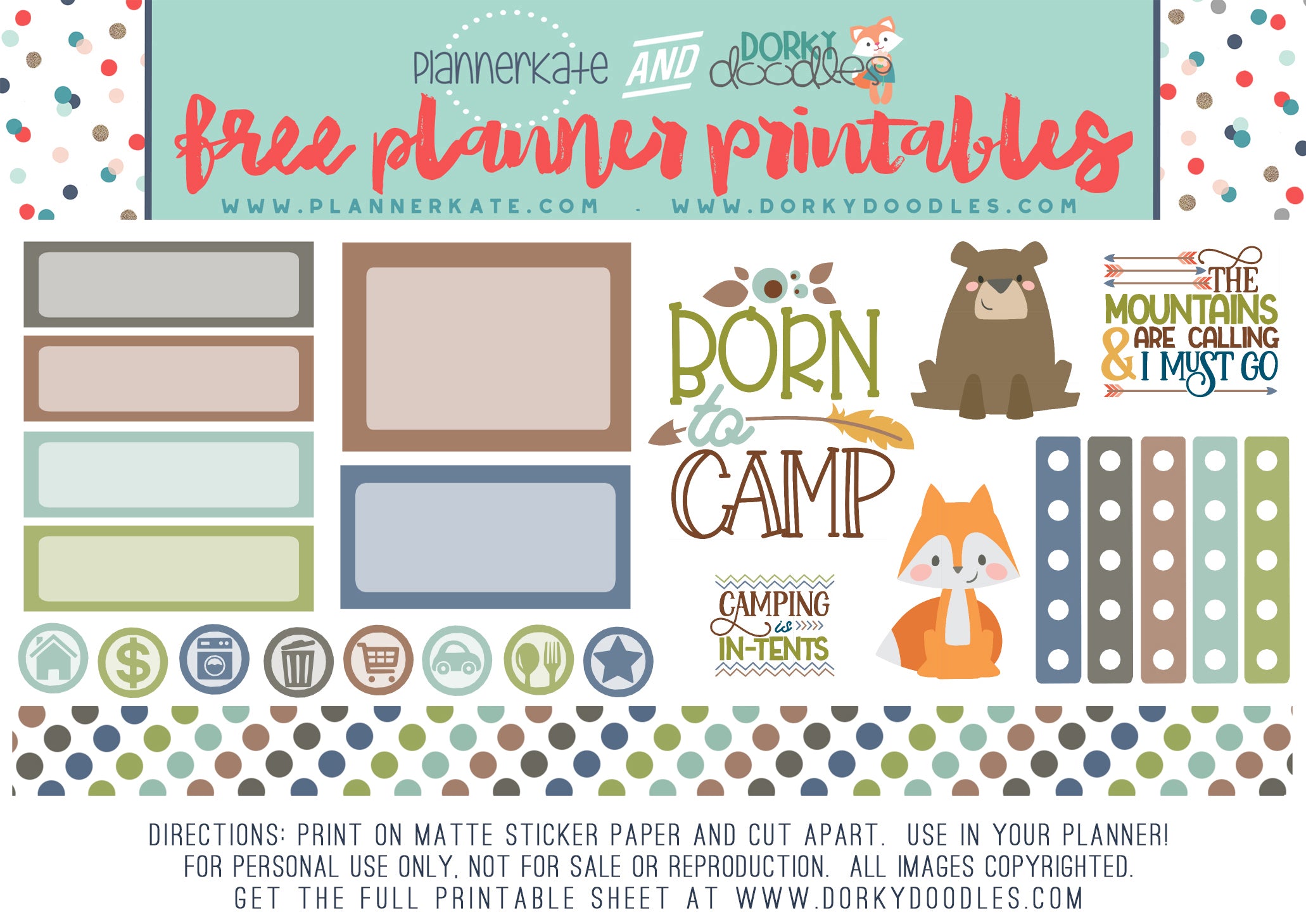 camping planner stickers free