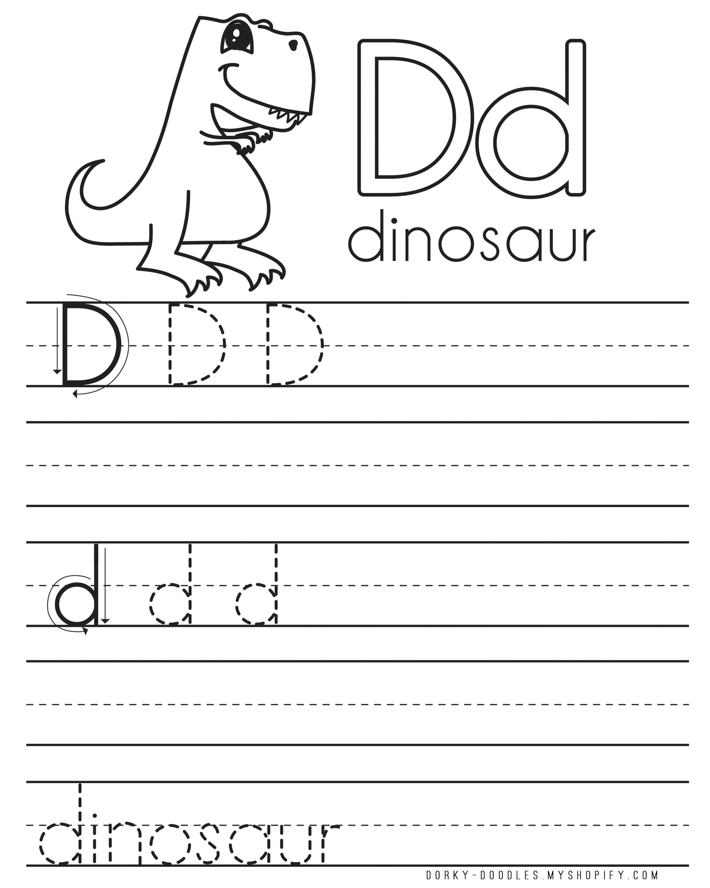 Download Letter Practice: D Worksheets - Dorky Doodles