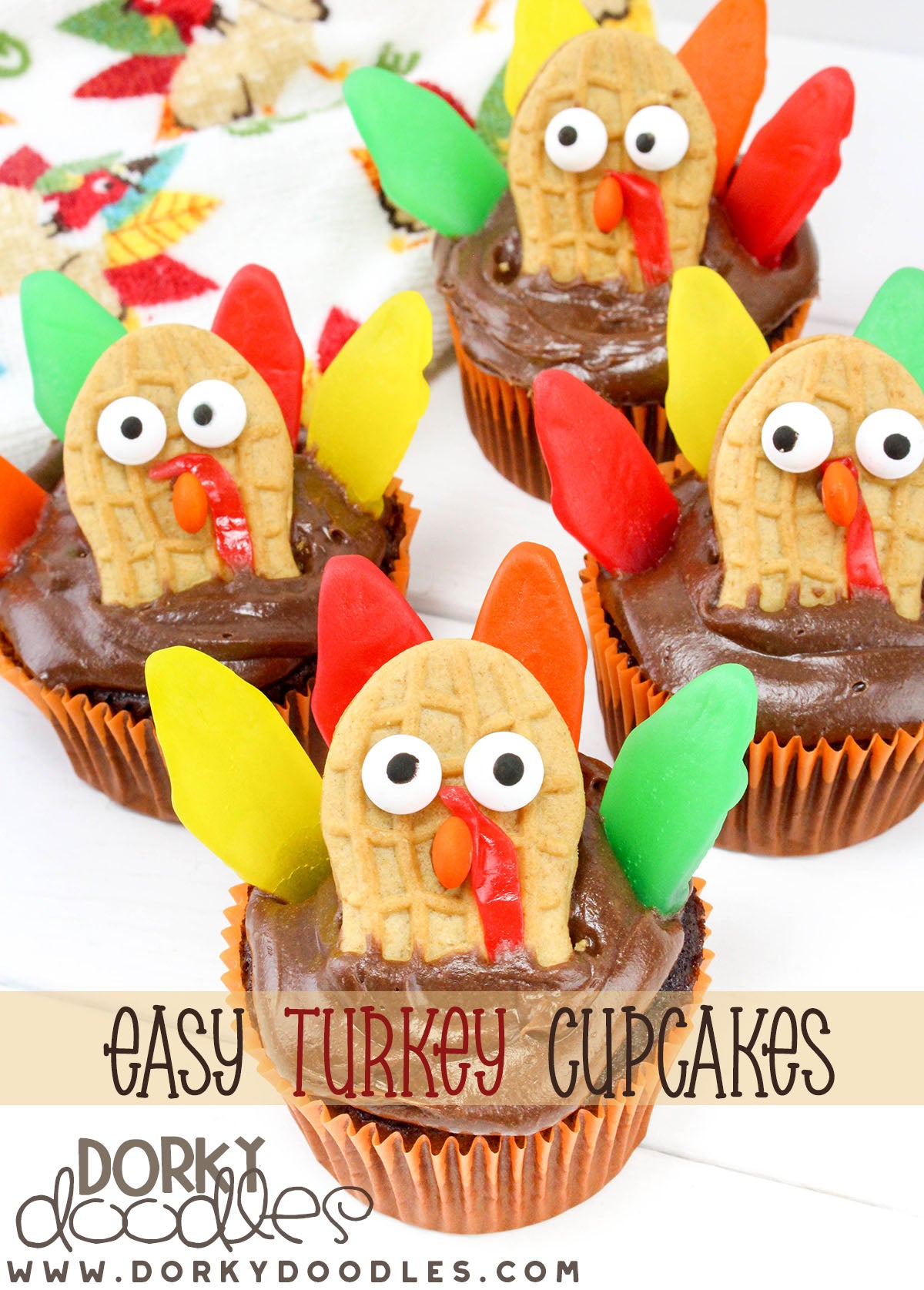 Easy Turkey Cupcakes – Dorky Doodles