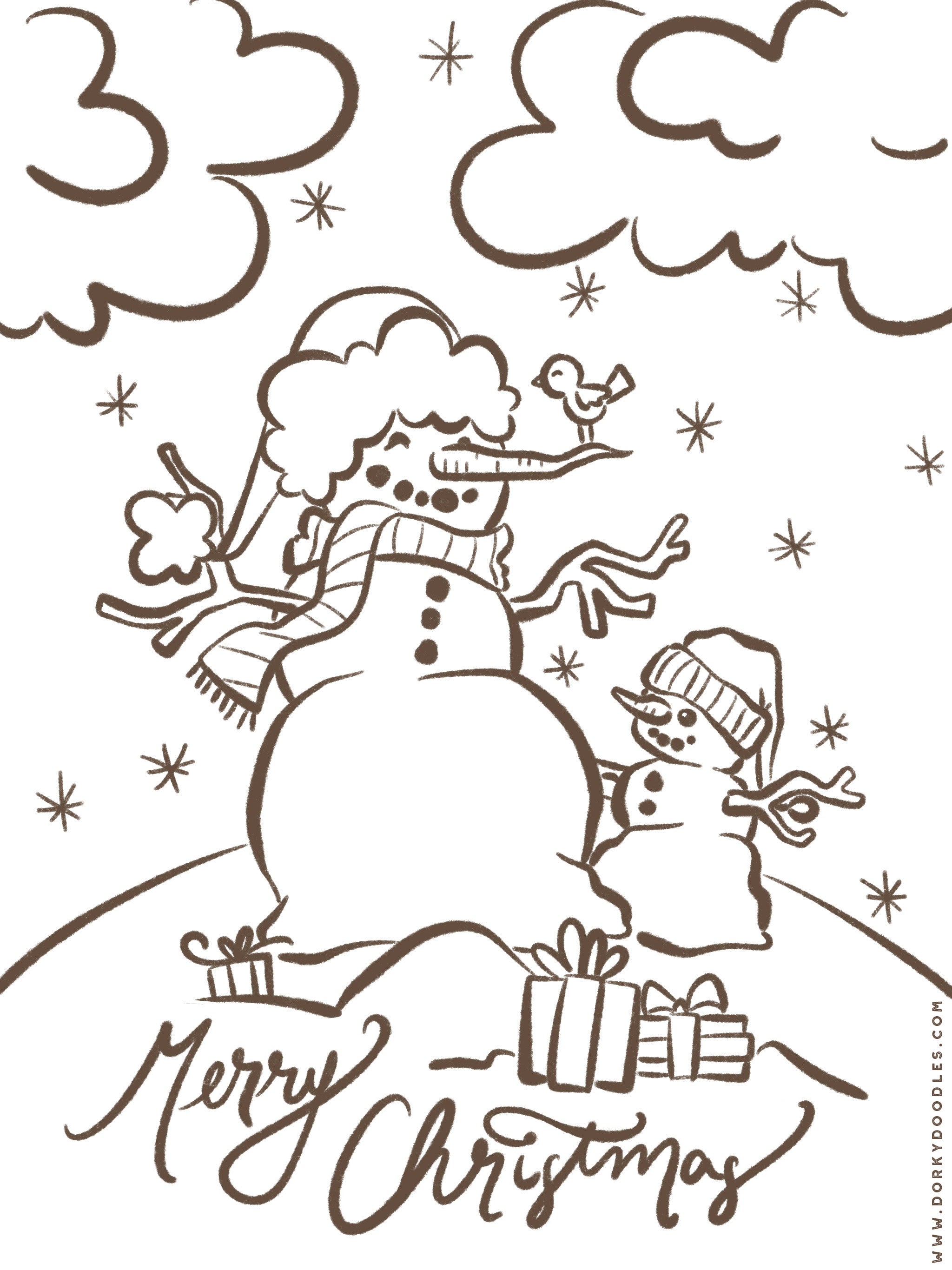 cute snowman coloring page