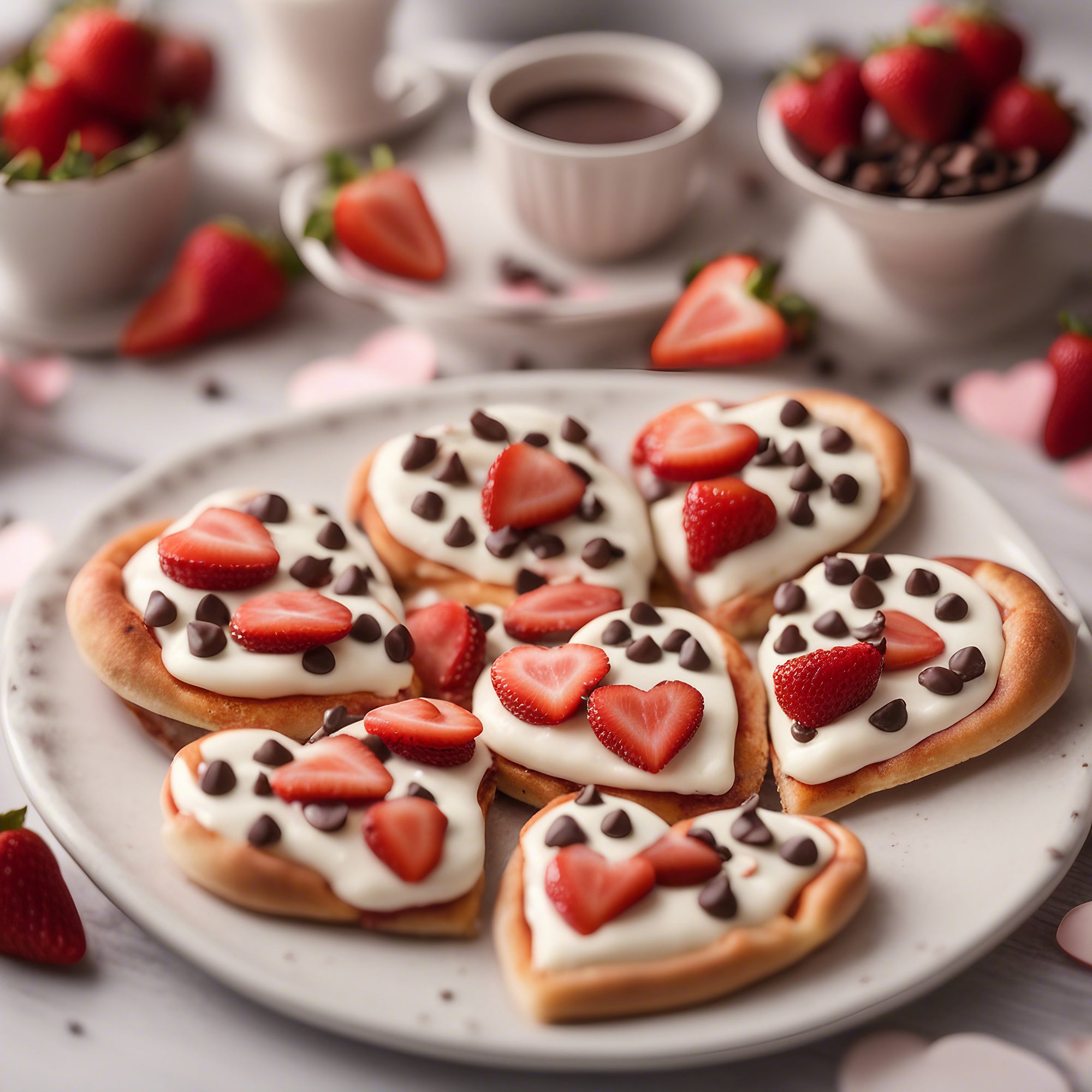 valentine mini heart pizzas with fruit