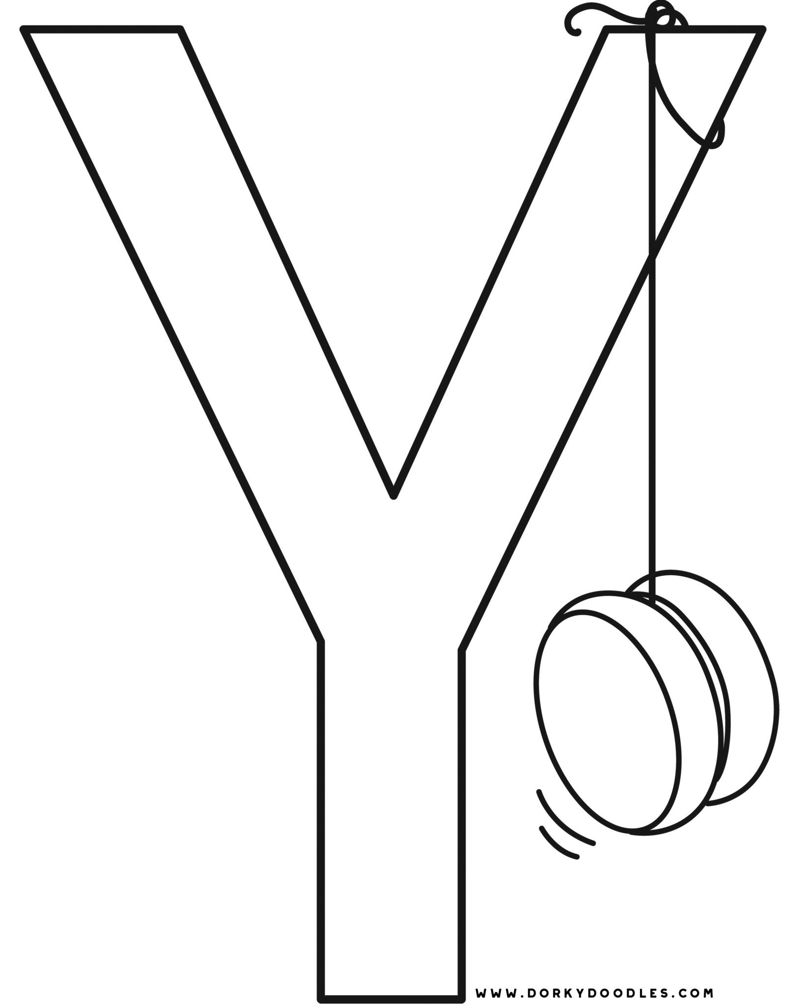 Download Letter Y Writing Practice and Coloring Page Printables - Dorky Doodles