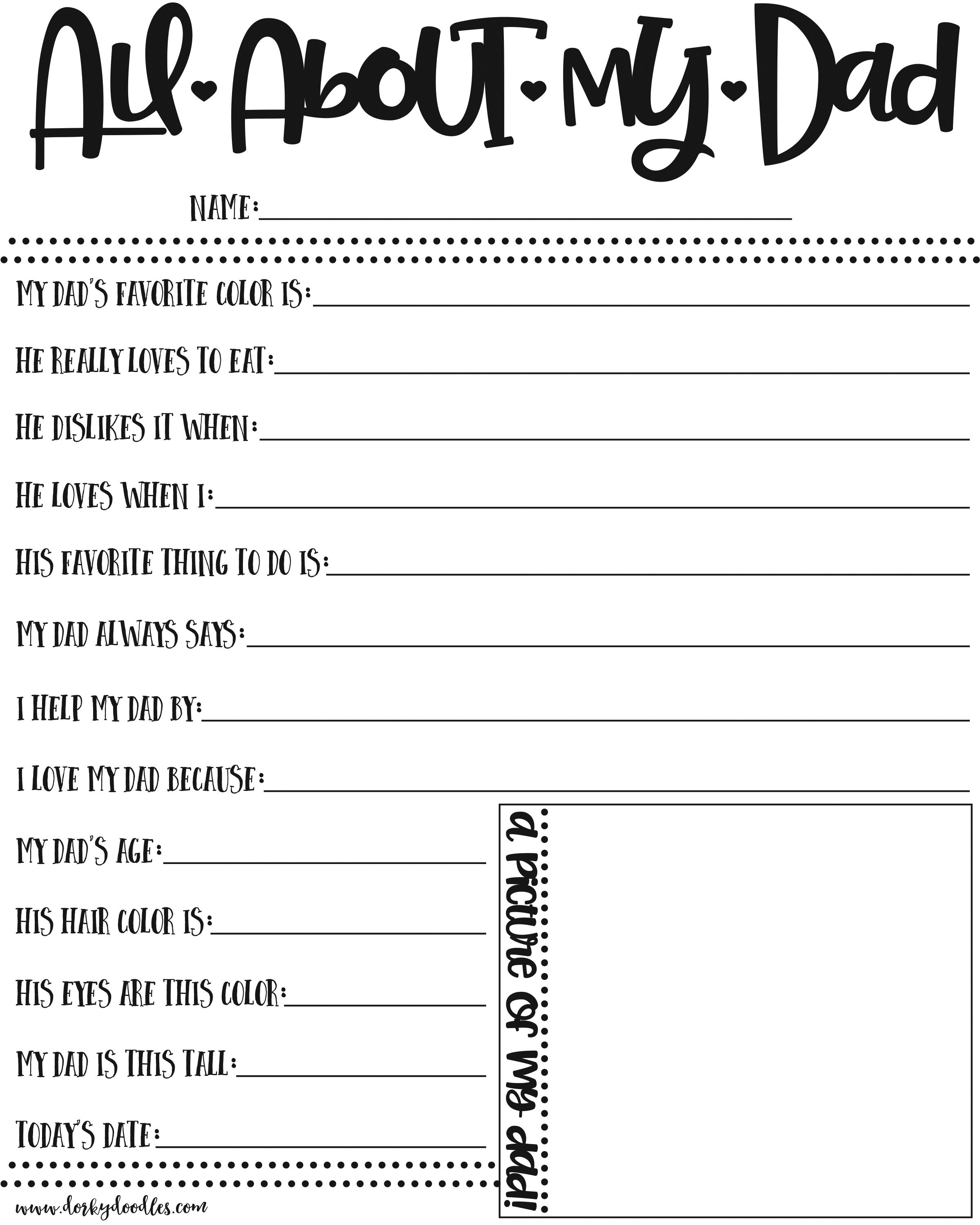 Father s Day Quiz Printable Dorky Doodles