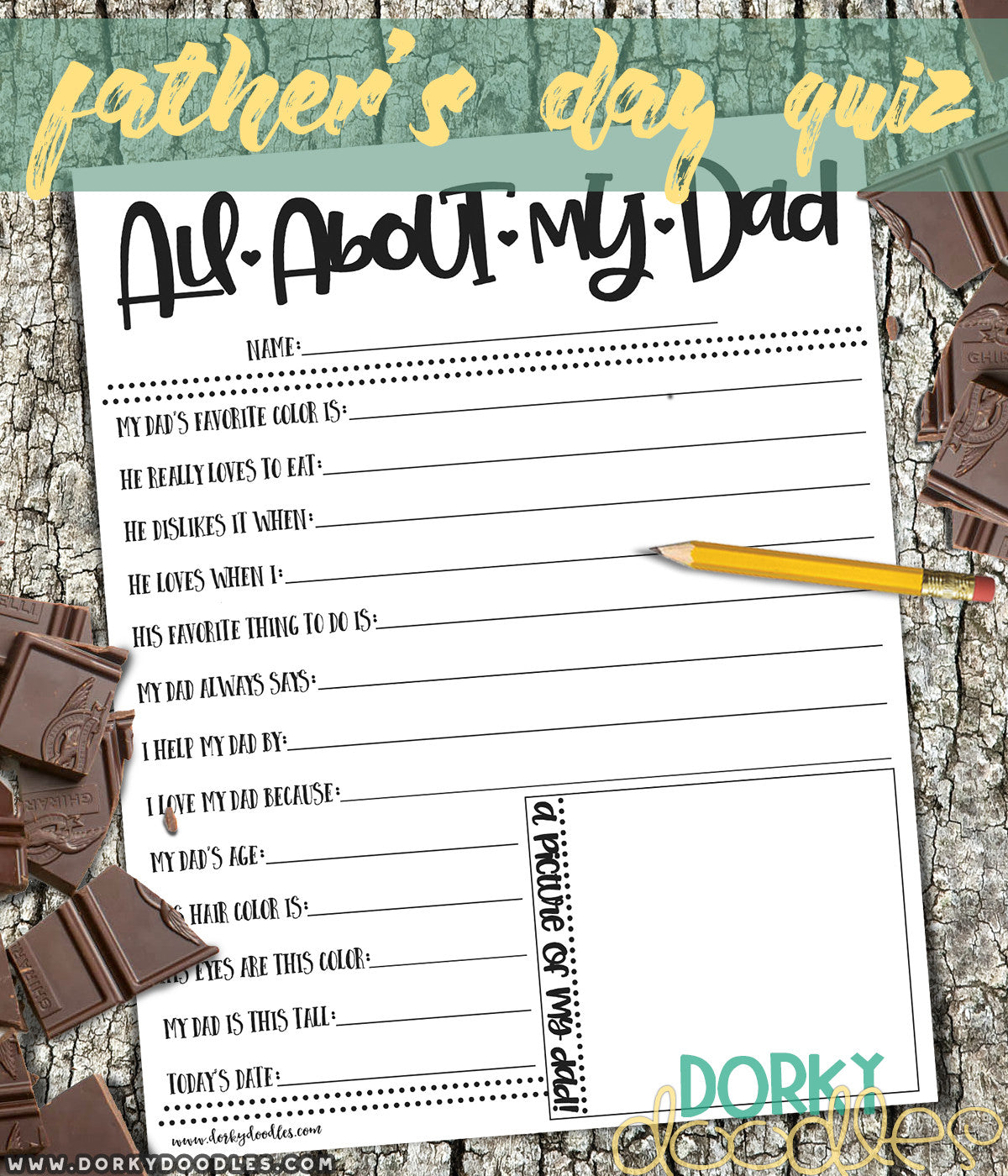 all about my dad printable quiz