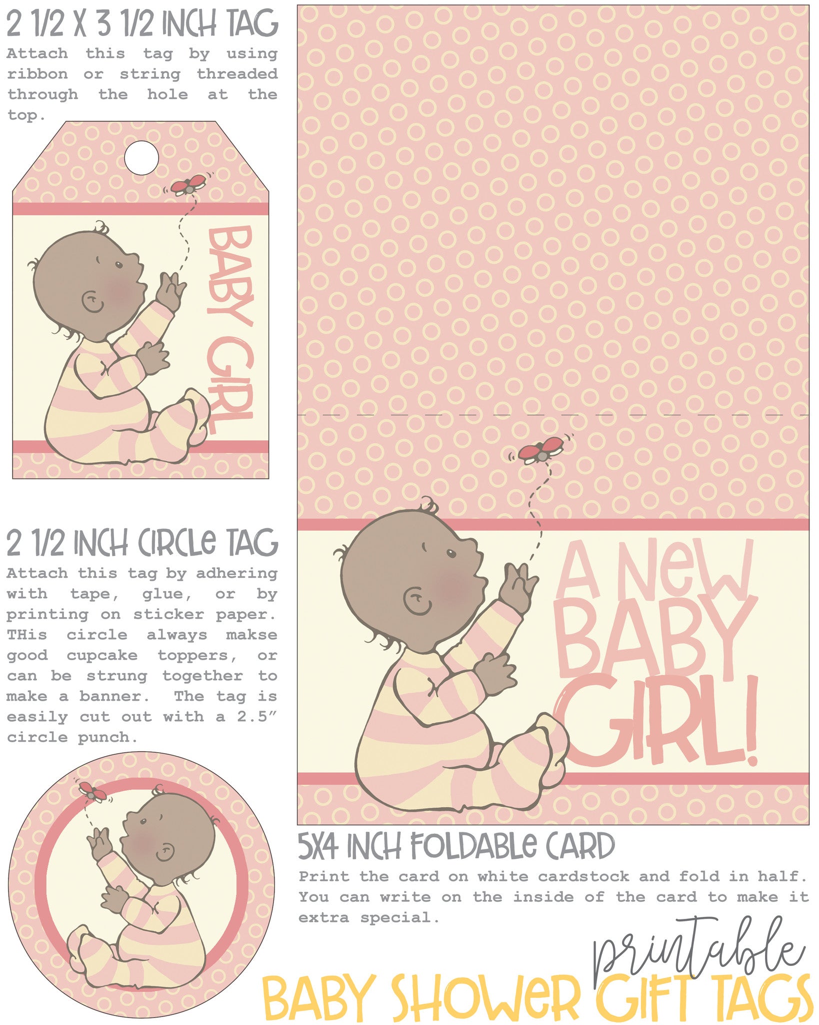 Baby Shower Tag Printables For Girls Dorky Doodles