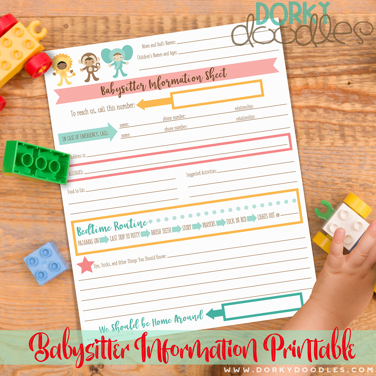 babysitter information printable