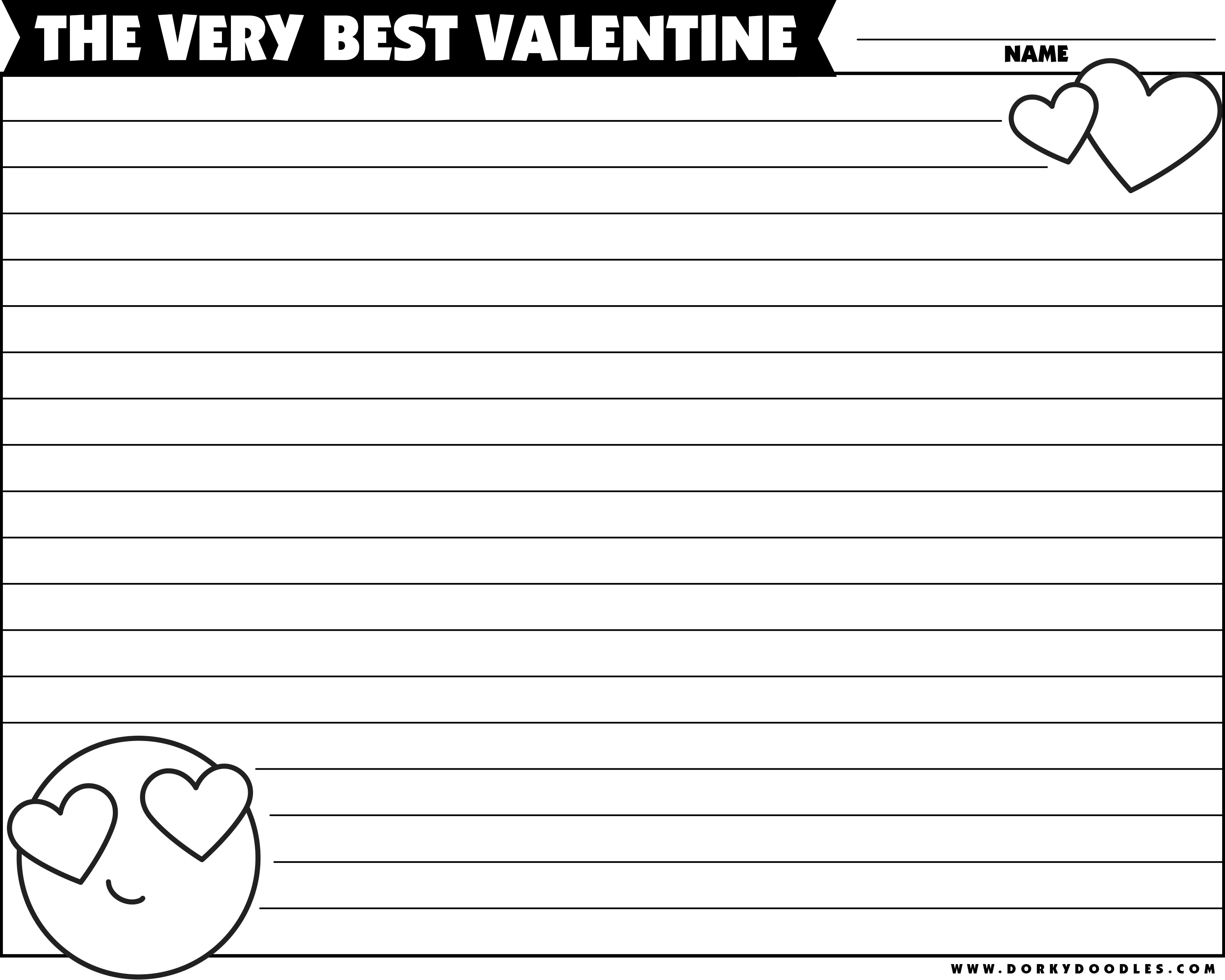 valentine lined writing paper