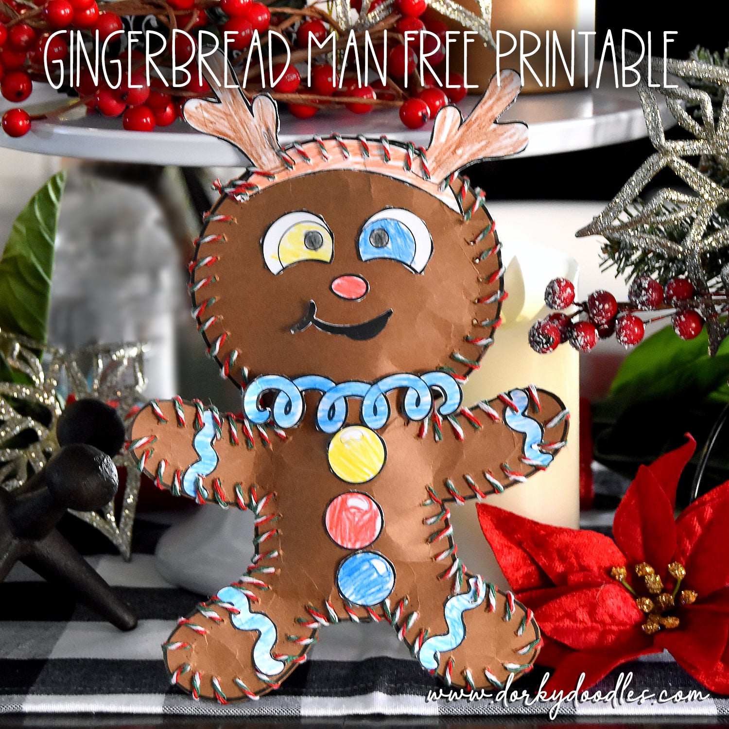 Cute gingerbread Christmas craft for kids free printable