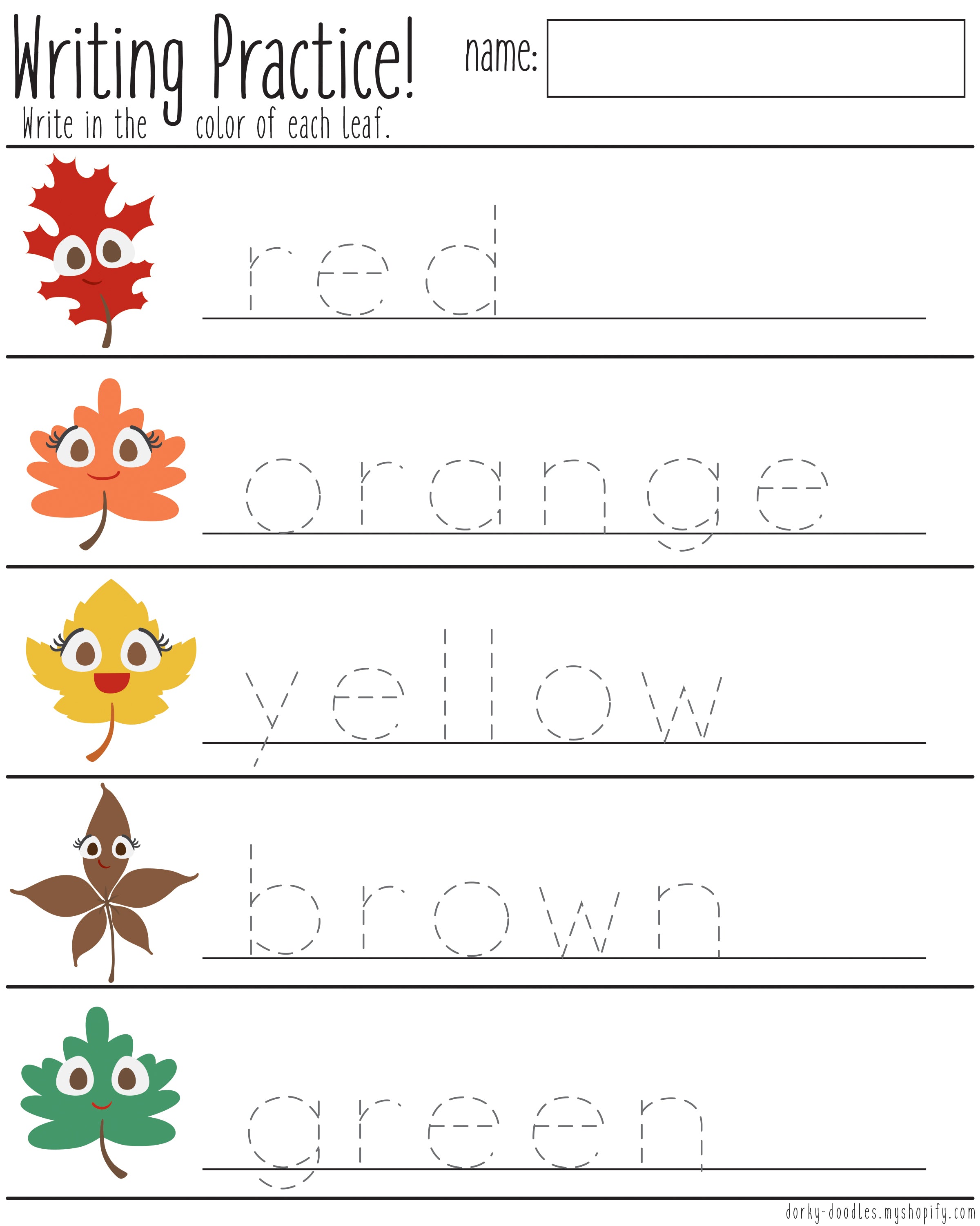 Color Words Printable