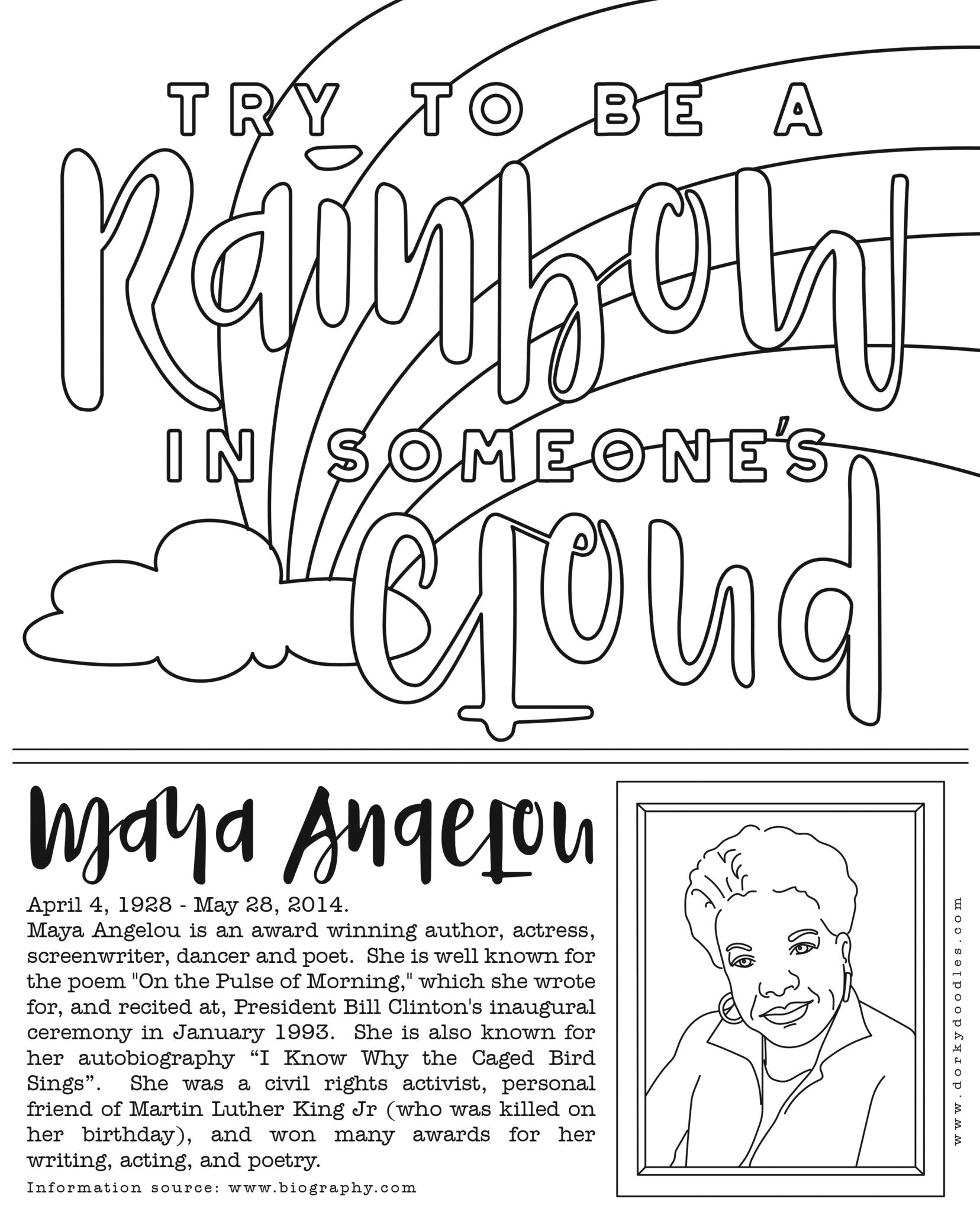 Download Black History Month Coloring Page: Maya Angelou - Dorky ...