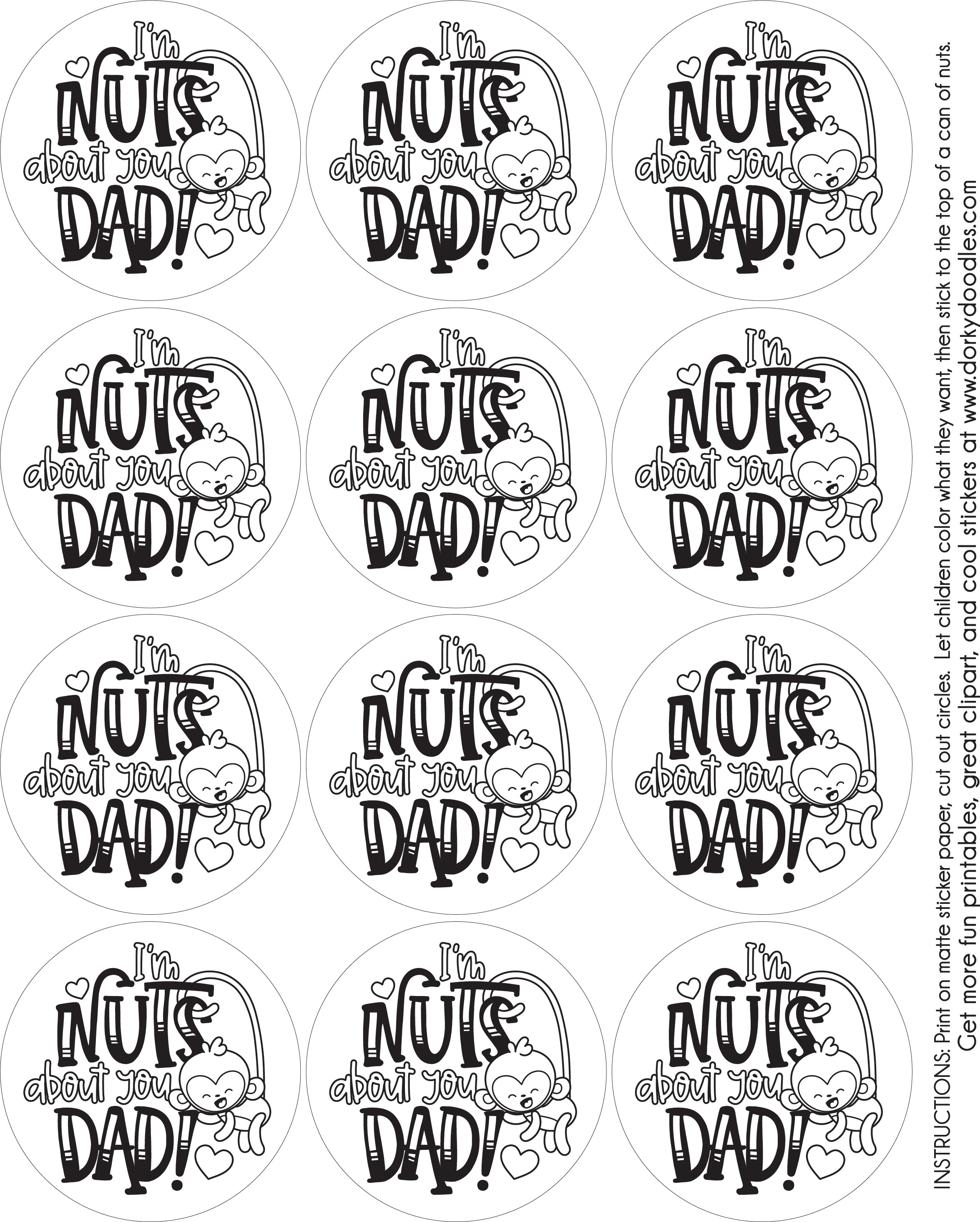 nuts for dad printable sticker labels