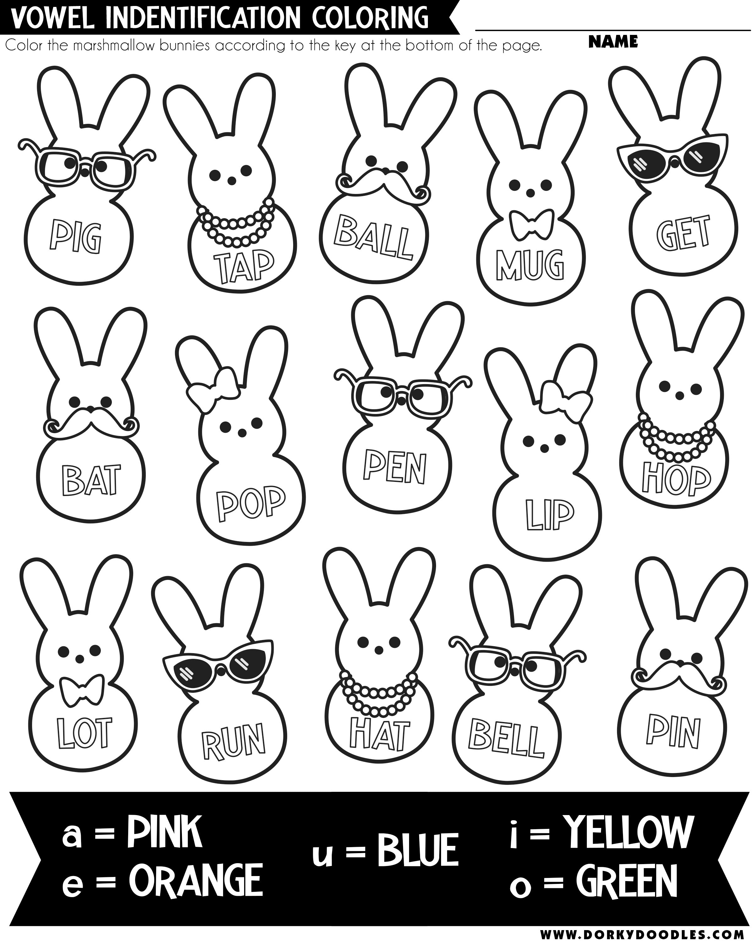 Easter vowel practice worksheet for fun at school