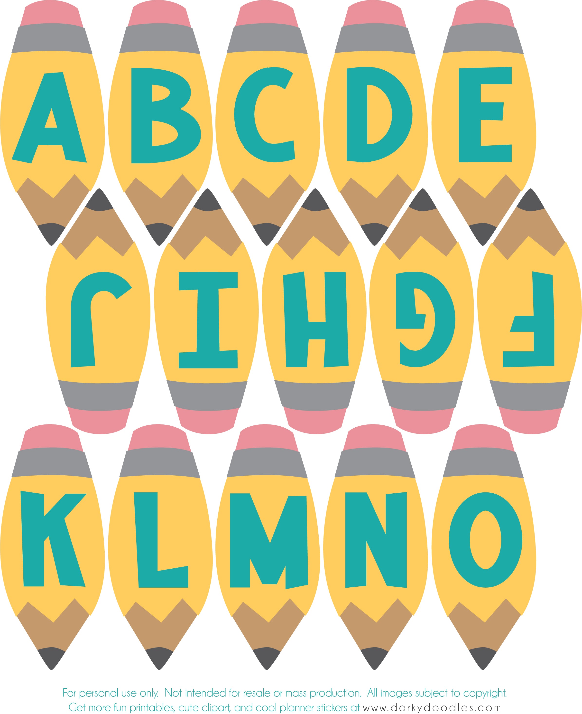 alphabet banner with pencils