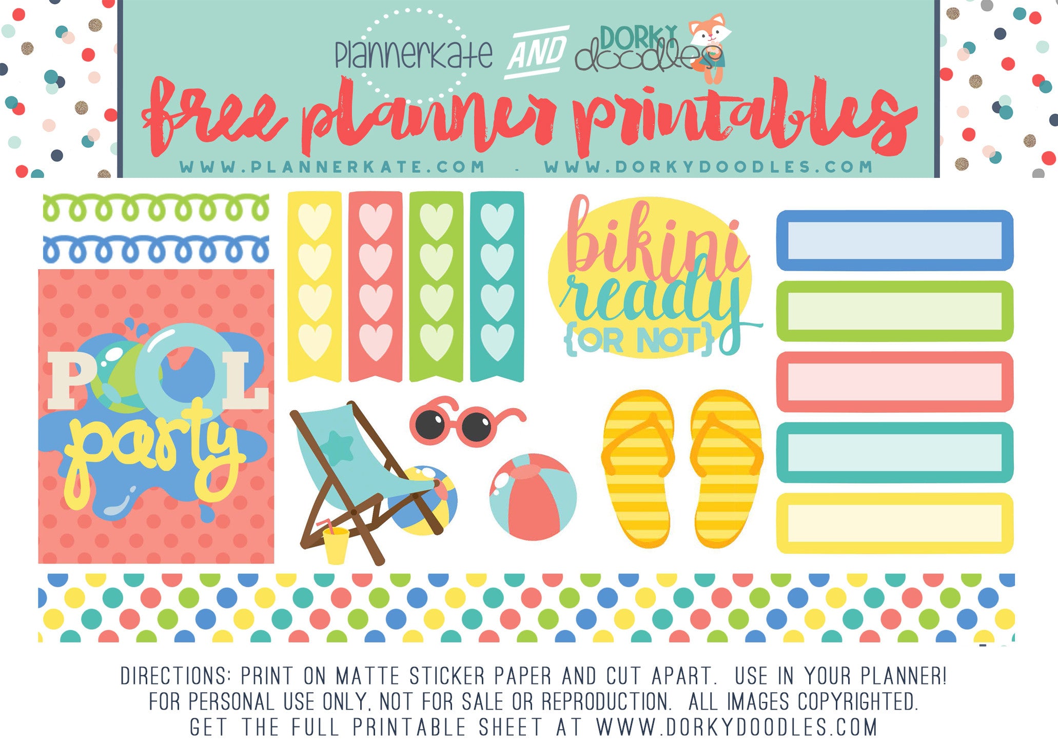 free pool planner stickers