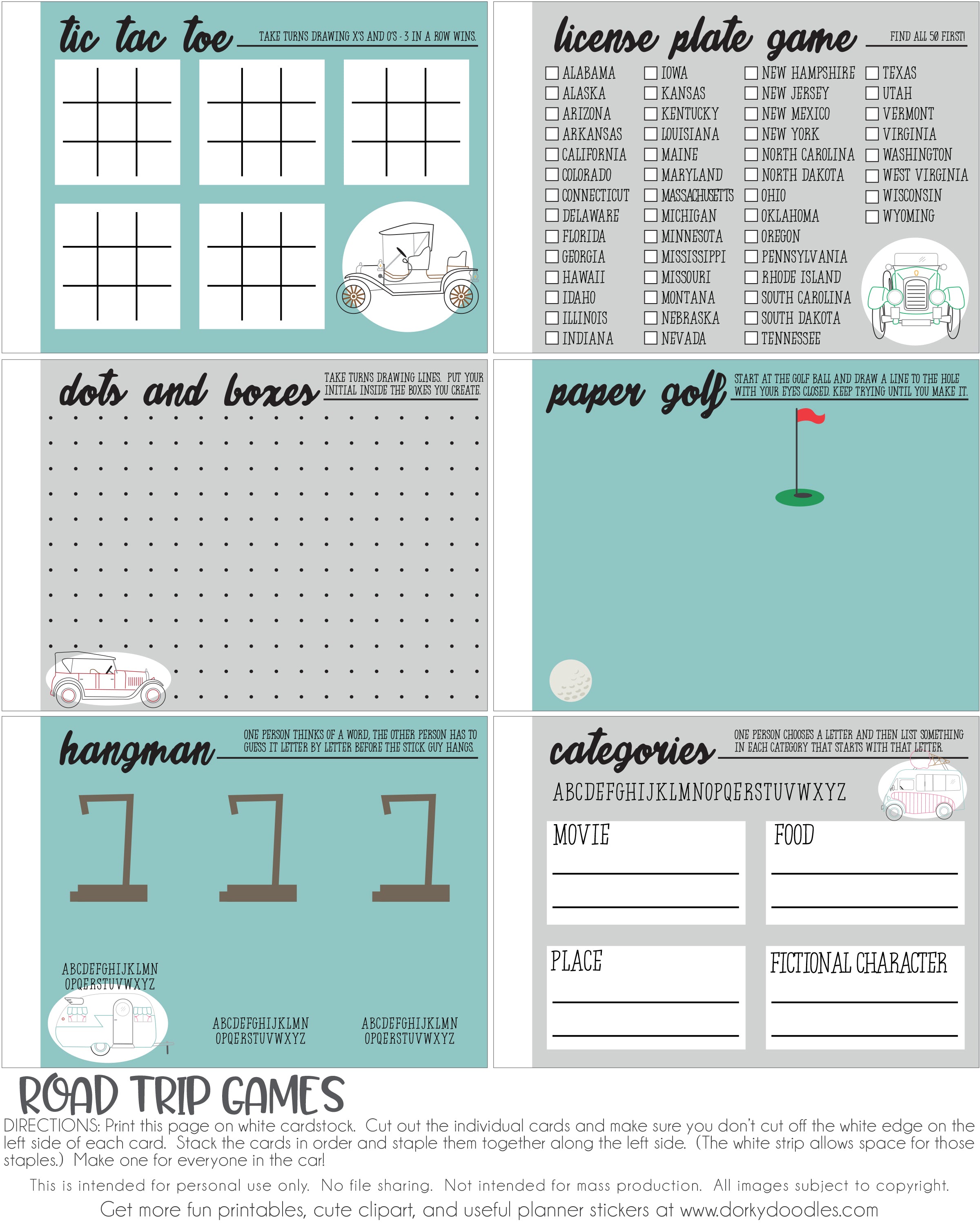 six fun road trip games for kids free printable dorky doodles