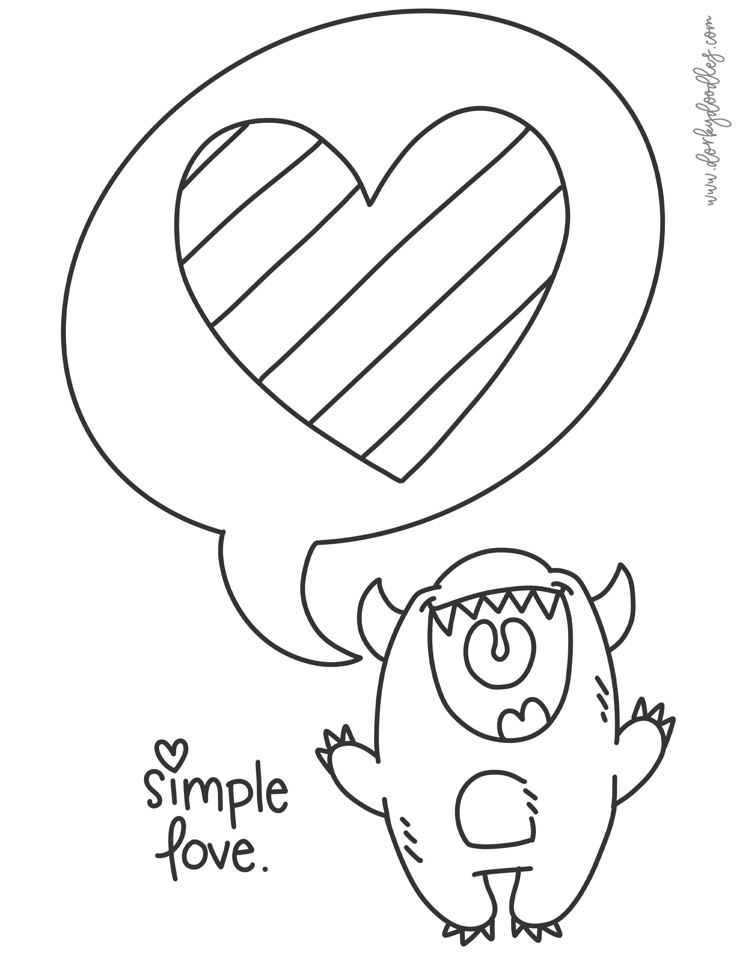 cute monster valentine coloring page