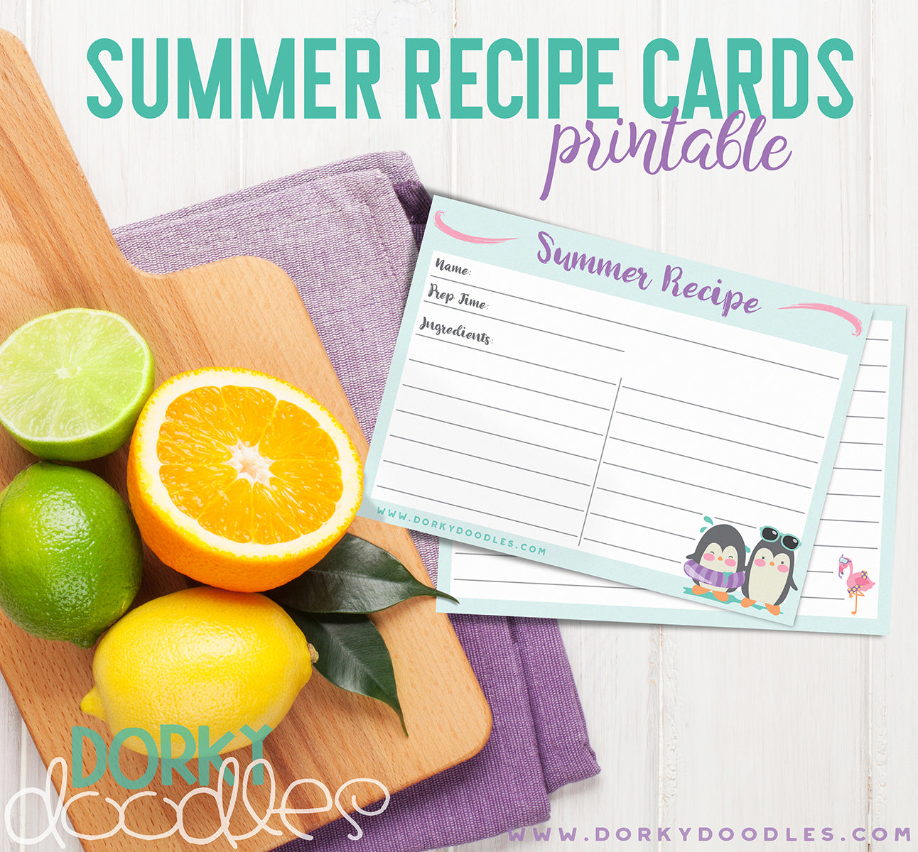 summer recipe card printable