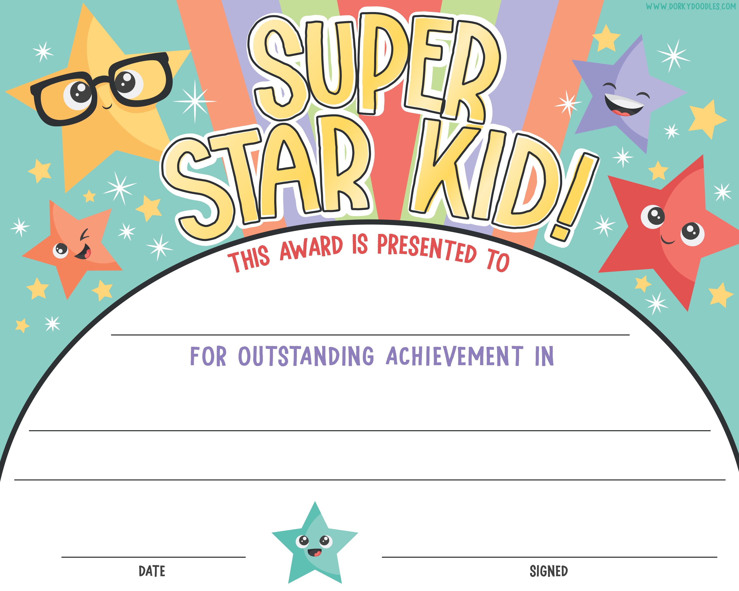 kid award certificate printable free